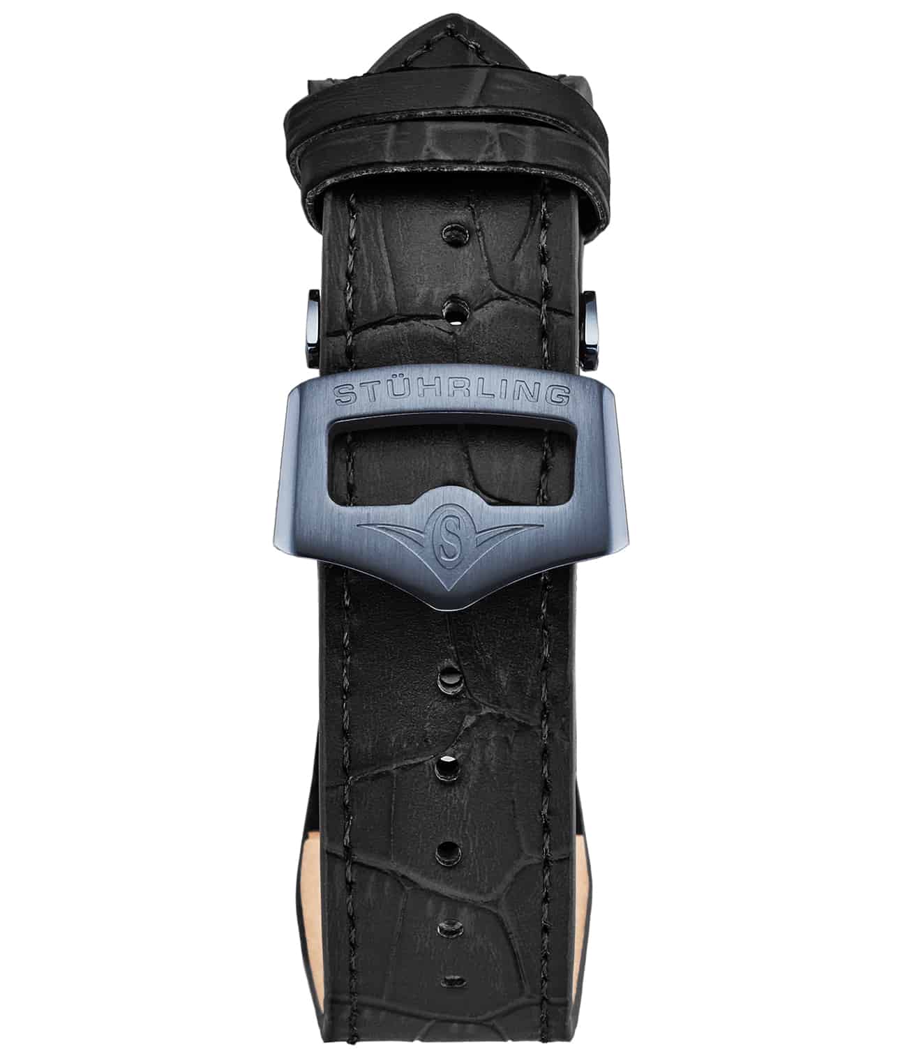 22mm Genuine Leather Watch Strap with Stainless Steel Deployant Buckle - Compatible with Most Watches - Perfect for Dress, Business & Casual Wear