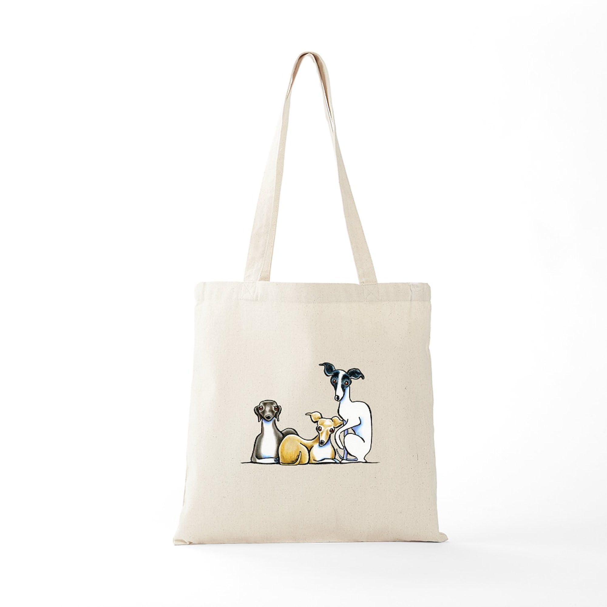 Italian Greyhound Trio Tote Bag - Natural Canvas Reusable Shopping Bag for Groceries, Beach & Everyday Use | Eco-Friendly & Durable