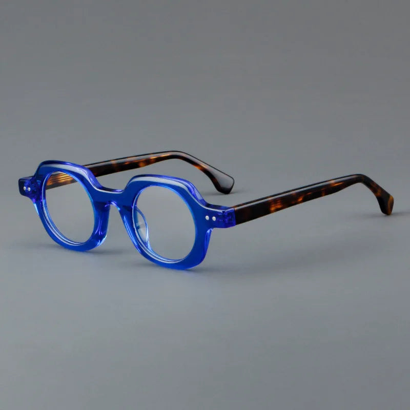 CCspace Unisex Full Rim Flat Top Round Acetate Eyeglasses 301253 - Retro Style Glasses for Men & Women - Perfect for Reading, Fashion & Everyday Wear