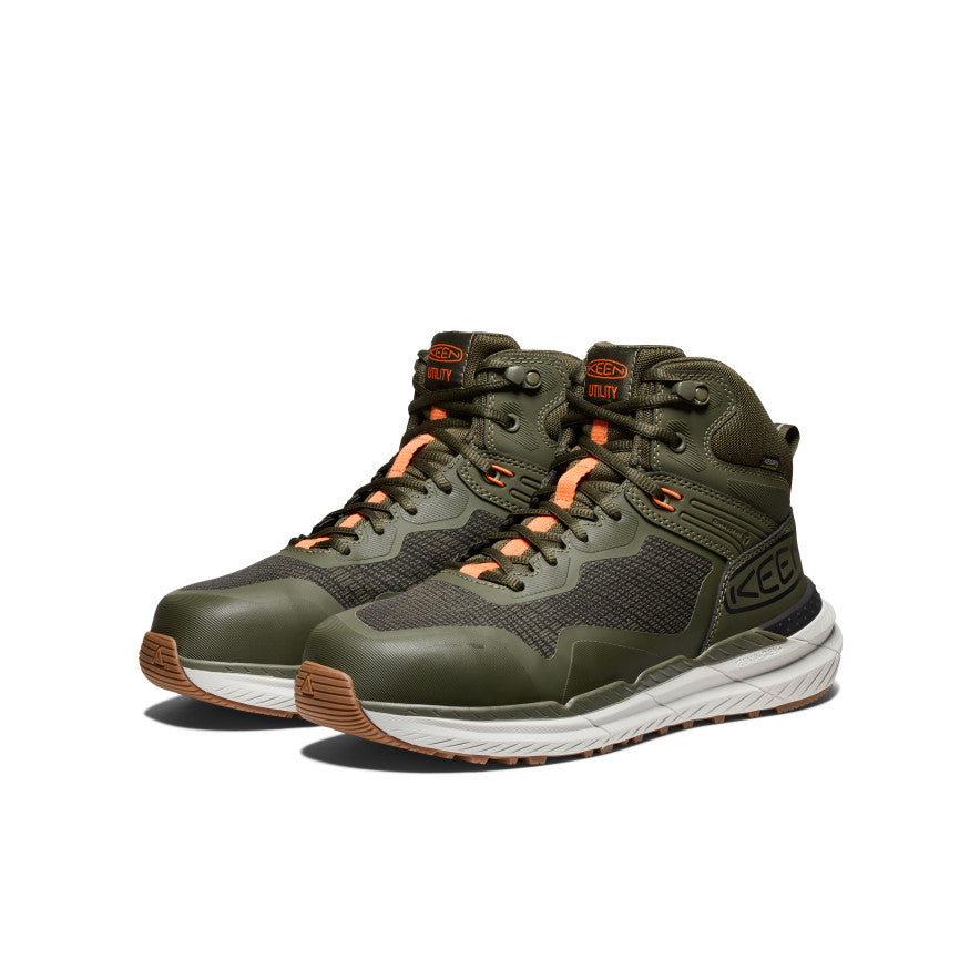 Men's Synchro Waterproof Work Boots with Carbon Toe - Forest Night/Gum Color | Slip Resistant Safety Shoes for Construction, Hiking & Outdoor Work