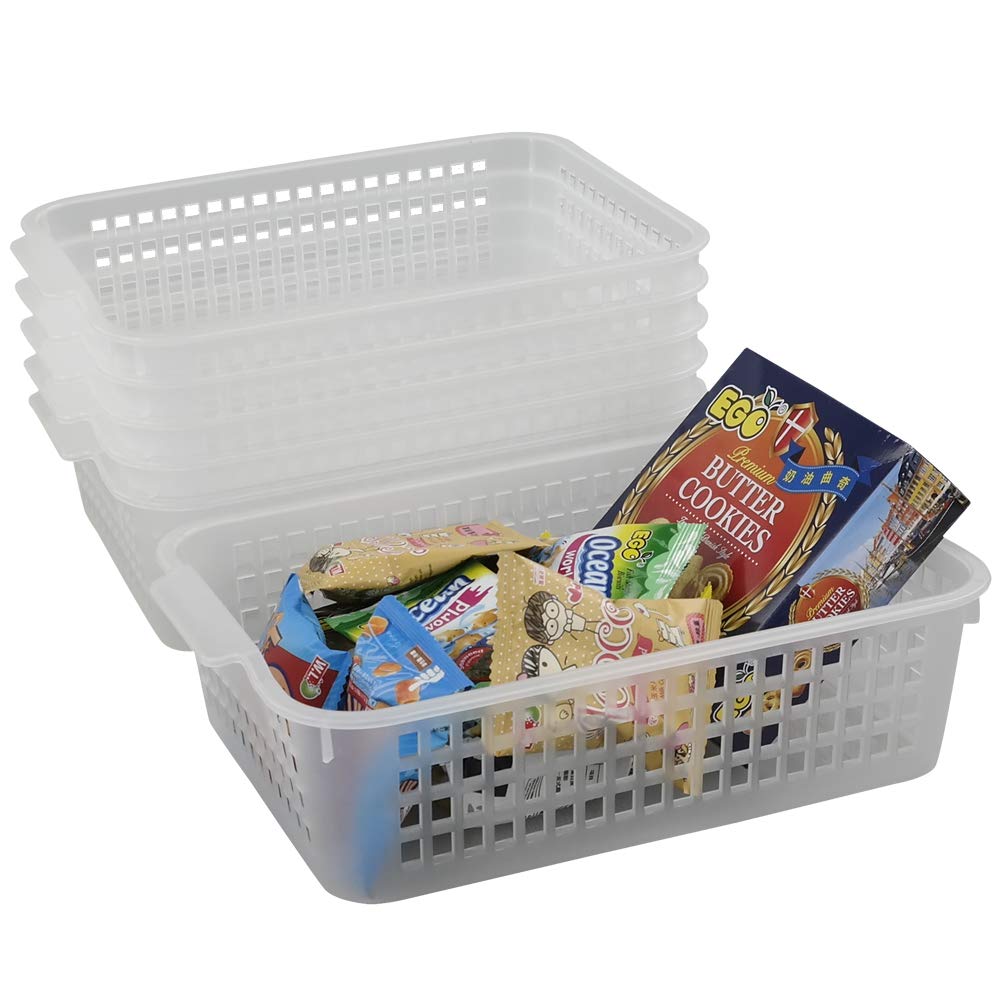 Clear Plastic Storage Trays - 6-Pack Organizer Bins for Home & Office