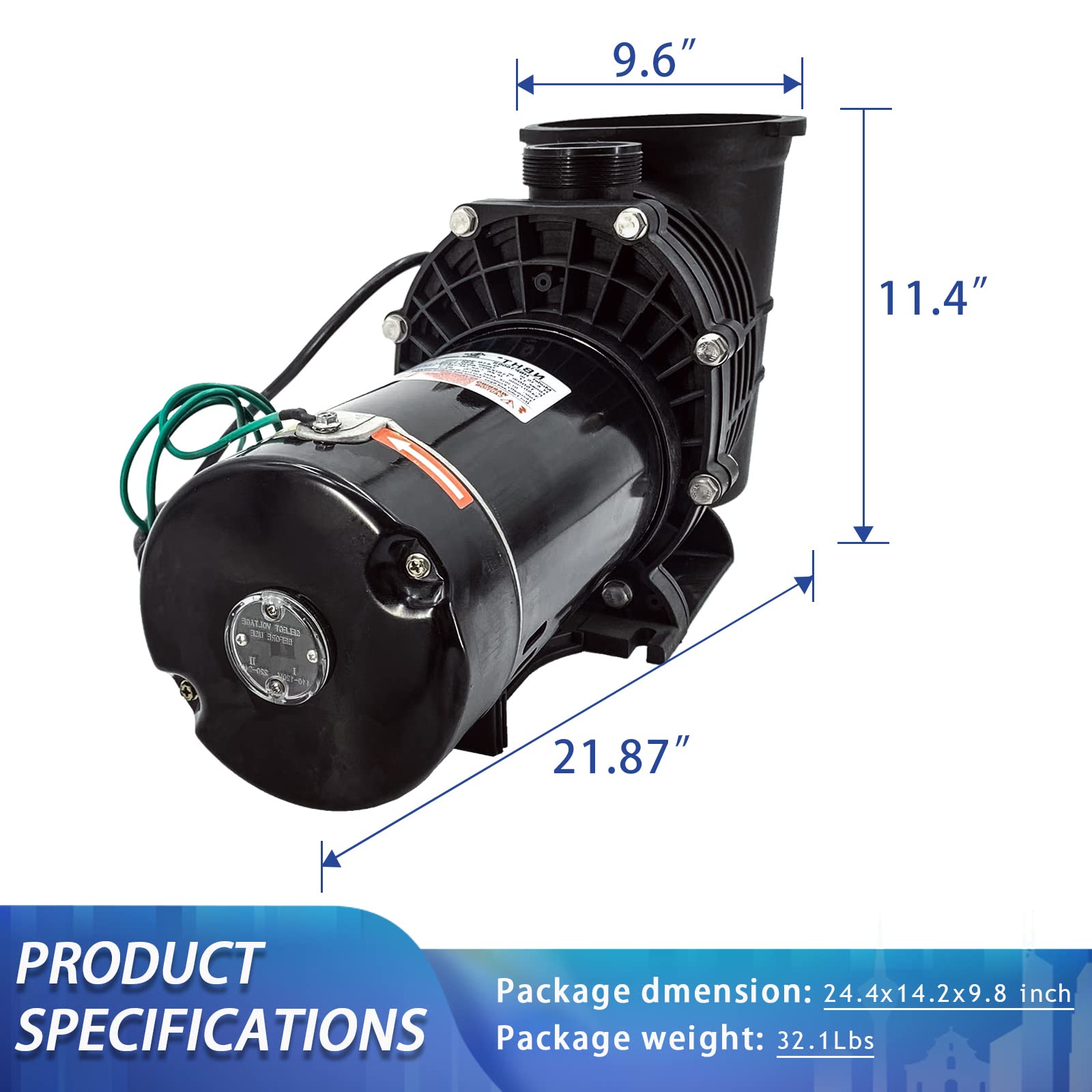 1.5 HP Inground/Above Ground Swimming Pool Pump - 110V/220V Dual Voltage, Self-Priming with Strainer Basket & Drain Plug - 1100W 60Hz Quiet Operation - Perfect for Backyard Pools, Spas & Water Features