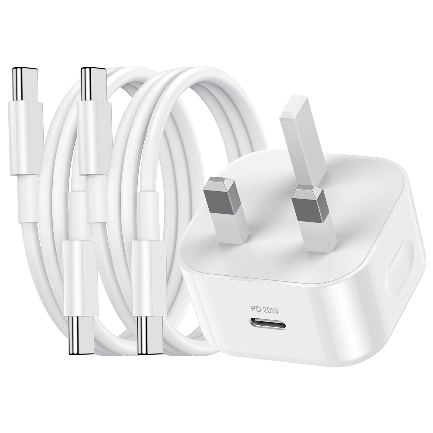 20W USB C Fast Charger & 2-Pack 1M Cable for iPad Pro 12.9/11, iPad Air 5/4, iPad Mini 6 - Type C Wall Charger Adapter & USB C to C Cable - Compatible with Samsung Galaxy S23 - Perfect for Home, Office & Travel Charging