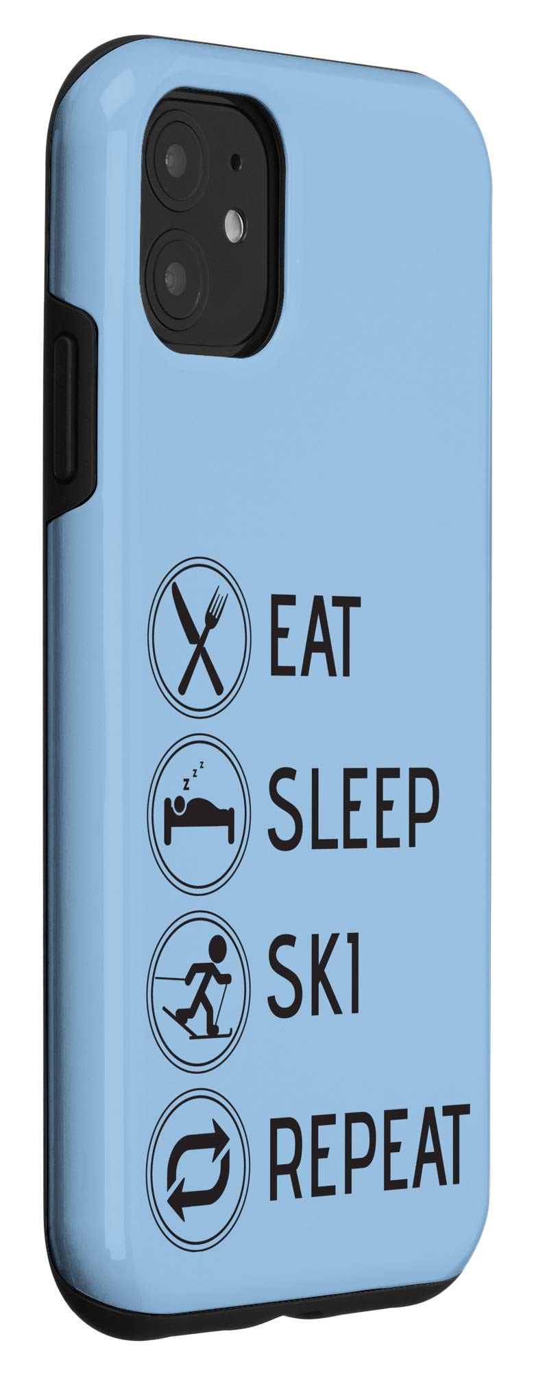 iPhone 11 Case - Eat Sleep Ski Repeat Design - Durable Protective Phone Cover for Men, Women & Kids - Perfect Winter Sports & Skiing Gift Idea - Ideal for Ski Trips, Snowboarding & Cold Weather Adventures