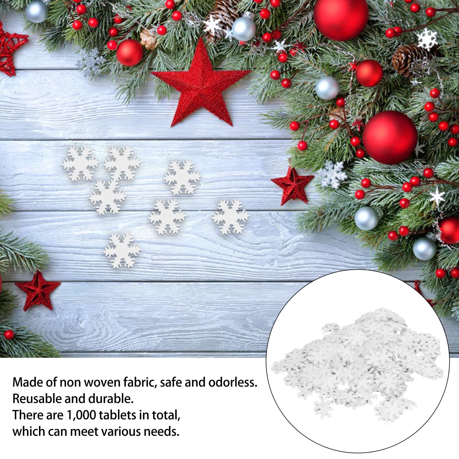 1000 Pcs White Snowflake Confetti - 1.2 Inch Reusable Christmas Snowflakes Decorations for Wedding, Birthday, Holiday Party Table Decor - Winter Wonderland Party Supplies & Seasonal Home Decor