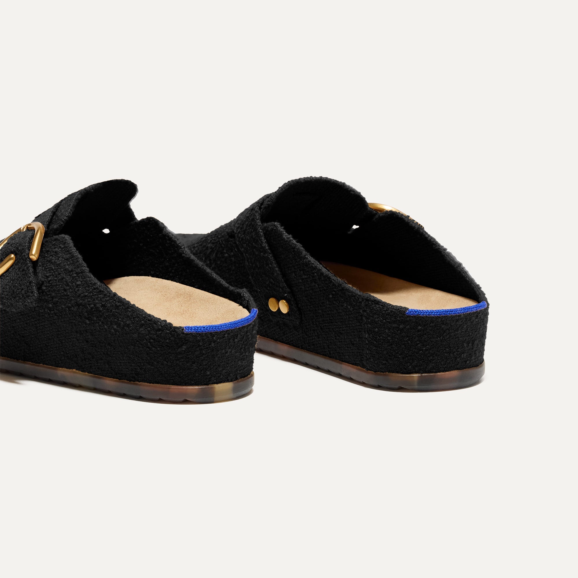 Soft Black Bouclé Buckle Clog - Comfortable Slip-On Shoes for Women | Perfect for Casual Wear, Home & Office