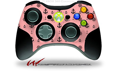 WraptorSkinz Decal Skin for XBOX 360 Wireless Controller - Nautical Anchors Away 02 Pink | Protective Vinyl Wrap | Gaming Accessories | Perfect for Gaming Enthusiasts & Customization Lovers (Controller Not Included)