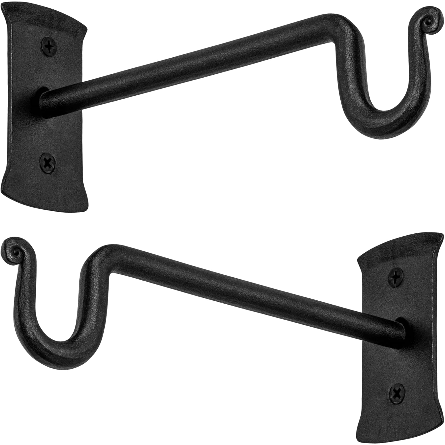 RTZEN Heavy Duty Wrought Iron Plant Hangers - 2 Pack Black Wall Hooks for Indoor & Outdoor Use - Perfect for Hanging Plants, Baskets, Lanterns & Wind Chimes - Ideal for Patio, Garden, Balcony & Home Decor