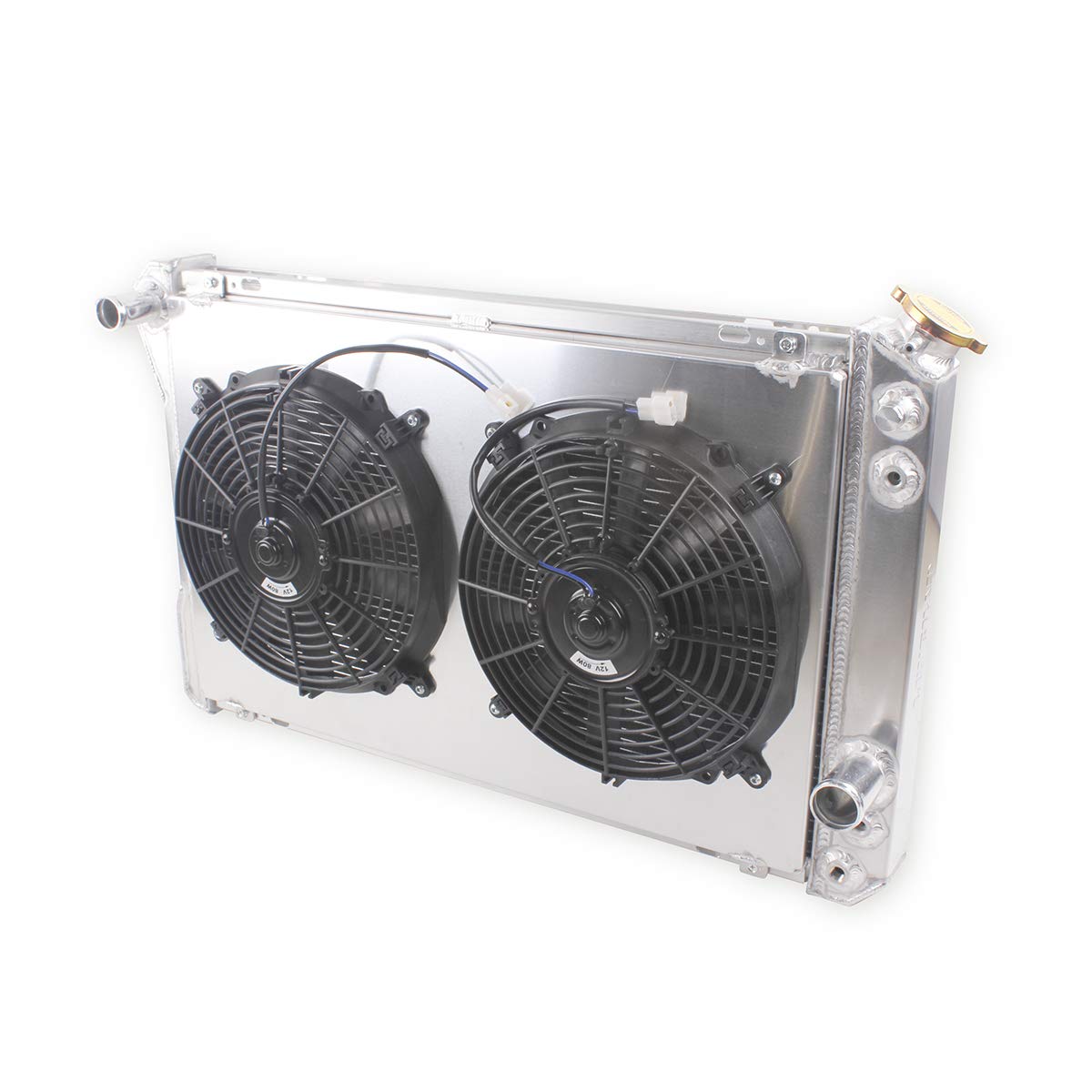 OHOB-COOL 3 Row Aluminum Radiator with Shroud Fan for 1982-1992 Chevy Camaro, Pontiac Firebird, GMC P2500/P3500 - Compatible with V6 & V8 Engines - Perfect for Engine Cooling & Performance Upgrades