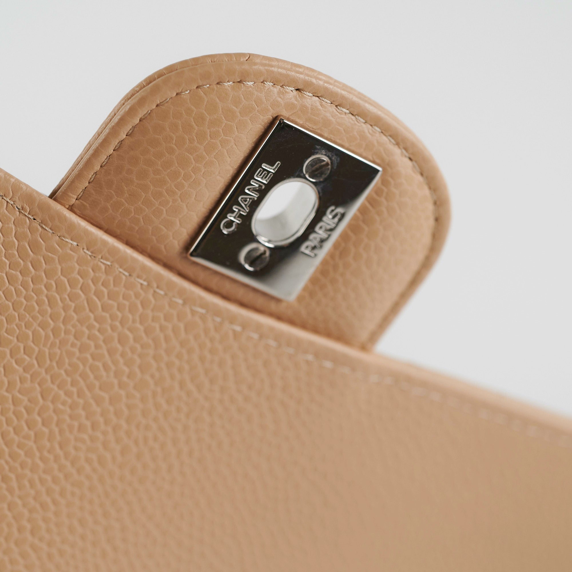 Chanel Classic Flap Bag Medium Size in Beige Caviar Leather with Microchip - 2022 Authentic Luxury Handbag for Women, Perfect for Parties, Work & Everyday Use