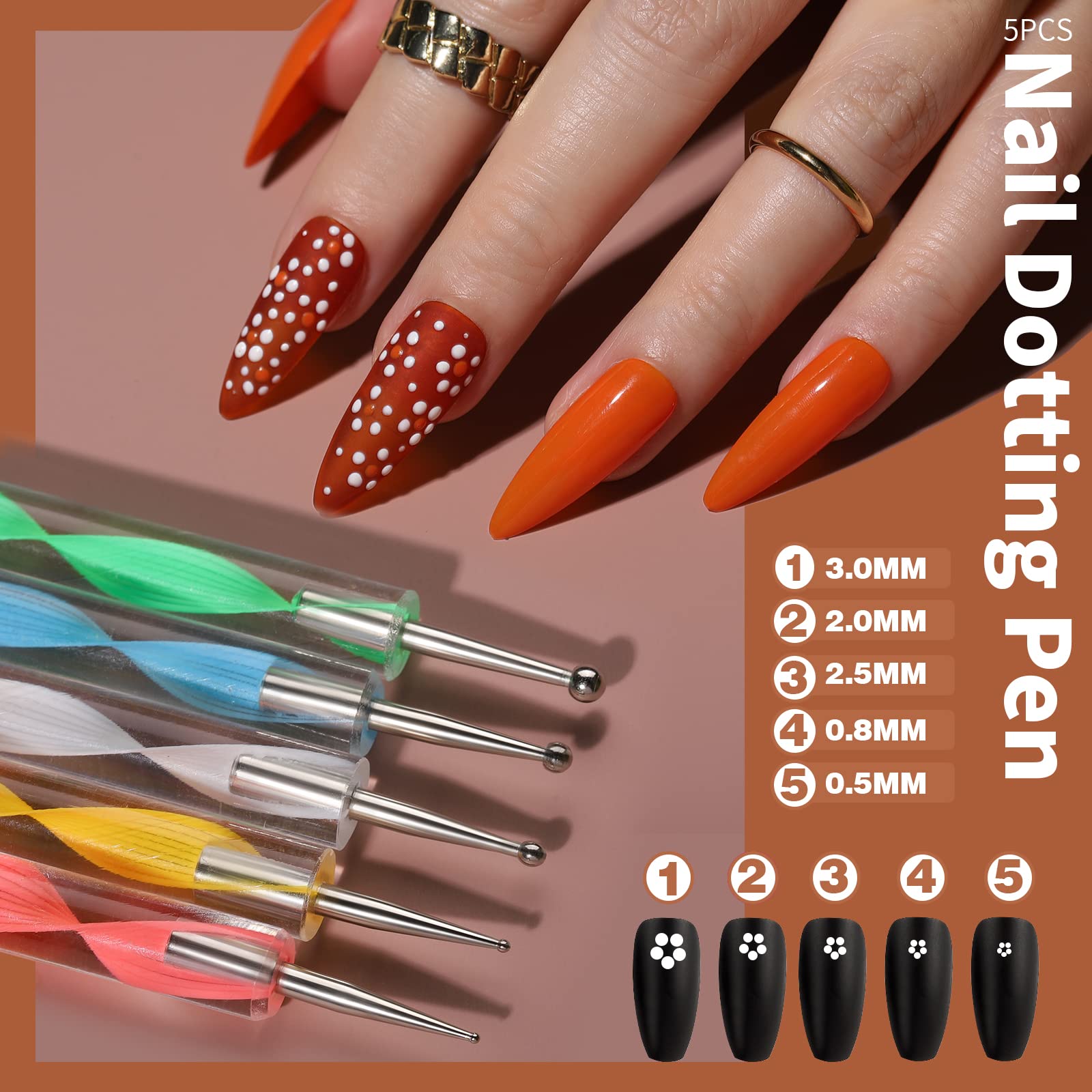 FANDAMEI Professional Nail Art Kit - 48 Pieces Nail Design Tools Set with Brushes, Dotting Pens, Glitter Powder, Sequins, Foil Flakes & Rhinestones | Perfect for DIY Manicure, Home Salon, Party Nail Designs & Gift for Nail Lovers