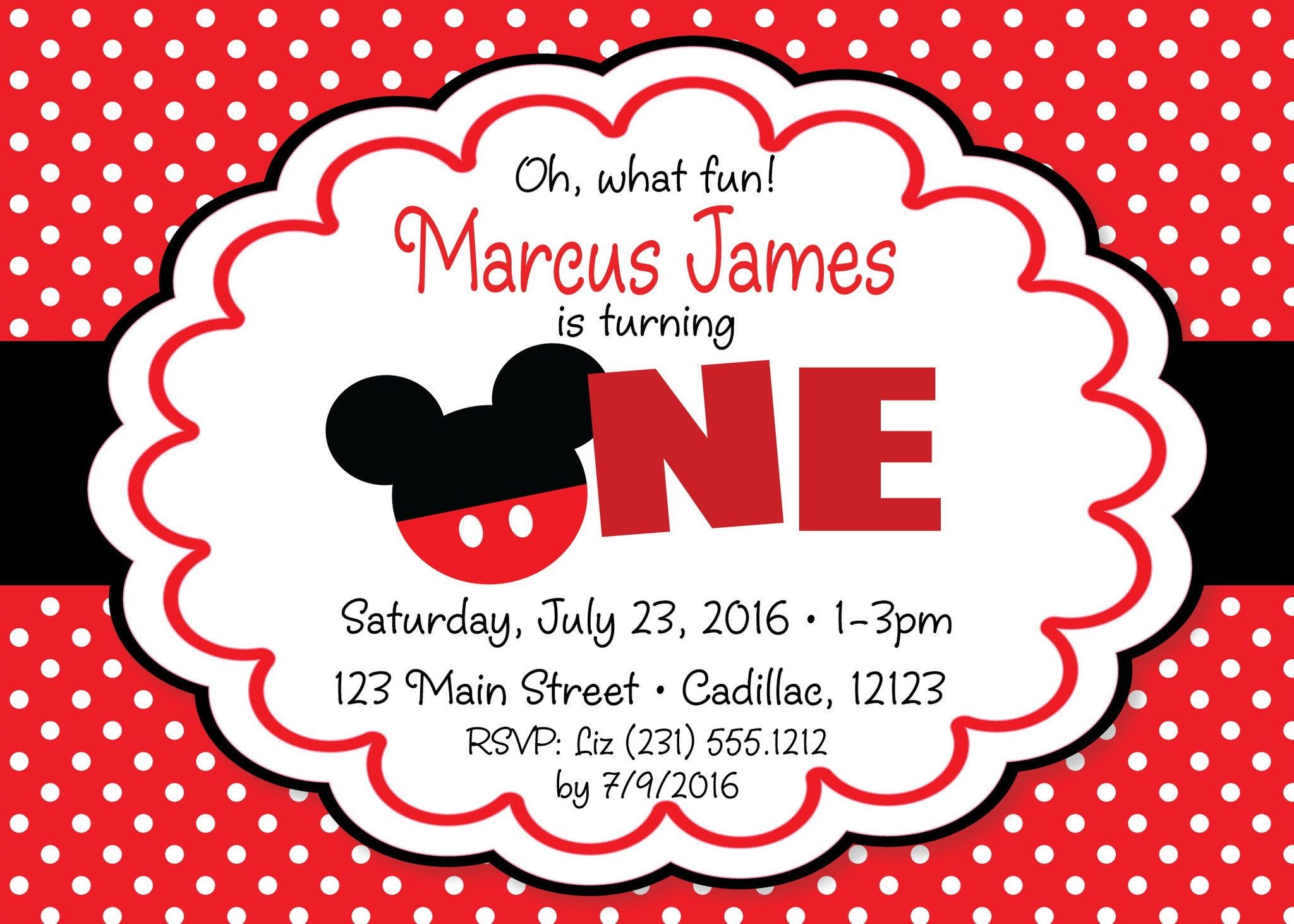 Mickey Mouse 1st Birthday Party Invitations - Cute Disney Themed Cards for Baby's First Birthday Celebration - Perfect for Birthday Party, Baby Shower & Special Events