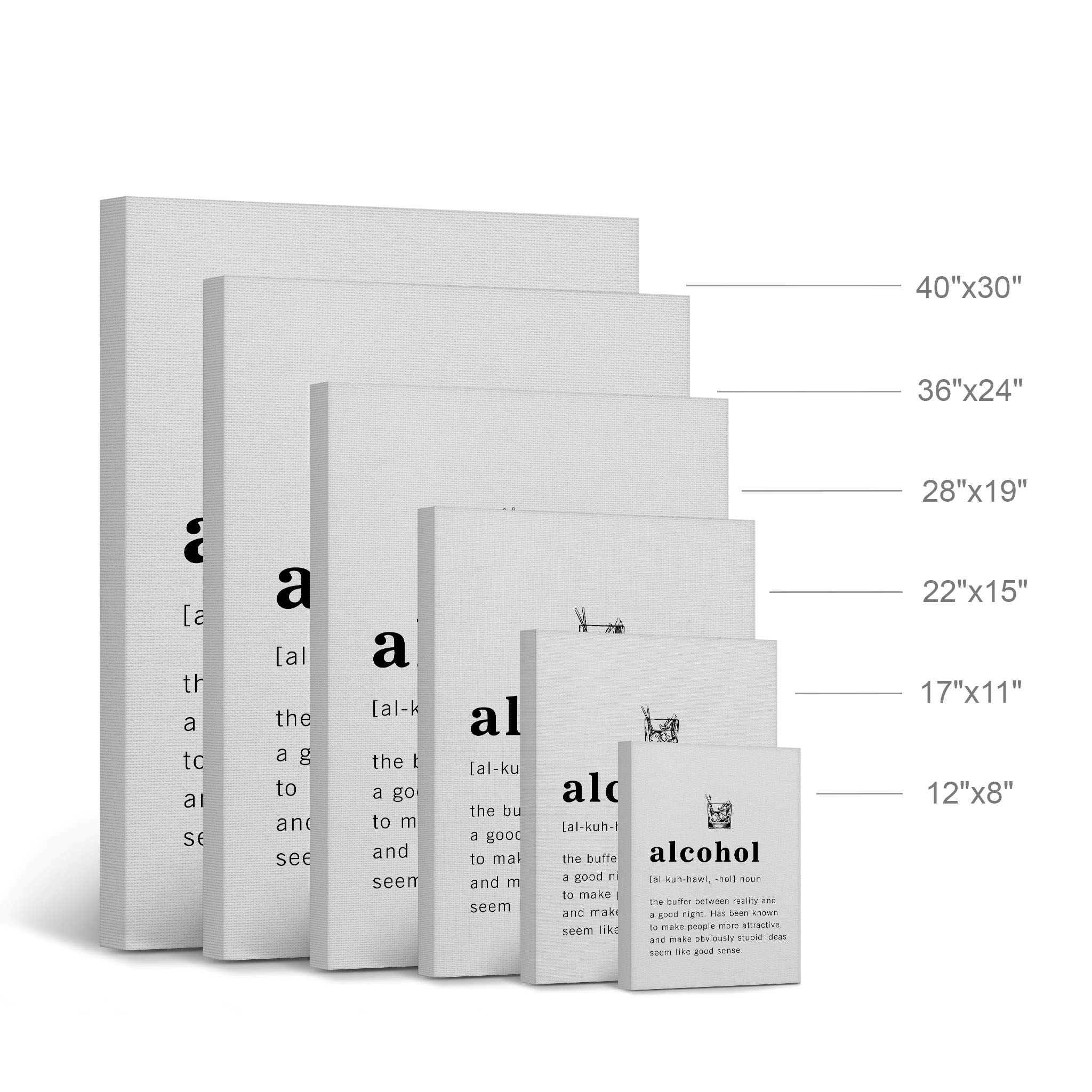 Funny Alcohol Definition Dictionary Canvas Print - Inspirational Quote Wall Art for Office, Living Room, Bedroom & Bathroom Decor - Ready to Hang 36x24 Inches - Made in USA | Perfect for Home Bars, Man Caves & Gag Gifts