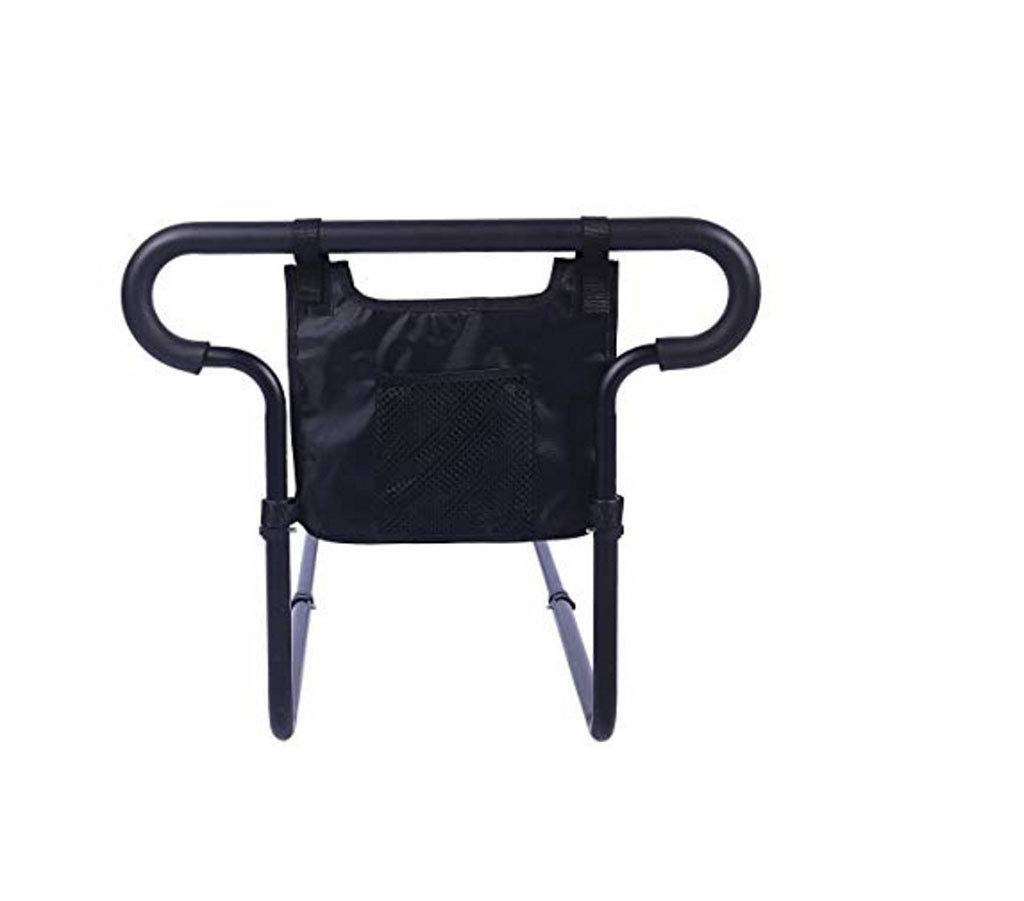Elderly Safety Bed Rail - Adjustable Bedside Guardrail with Storage Bag for Seniors, Pregnant Women & Kids - Black Aluminum Alloy - Home Care & Hospital Use
