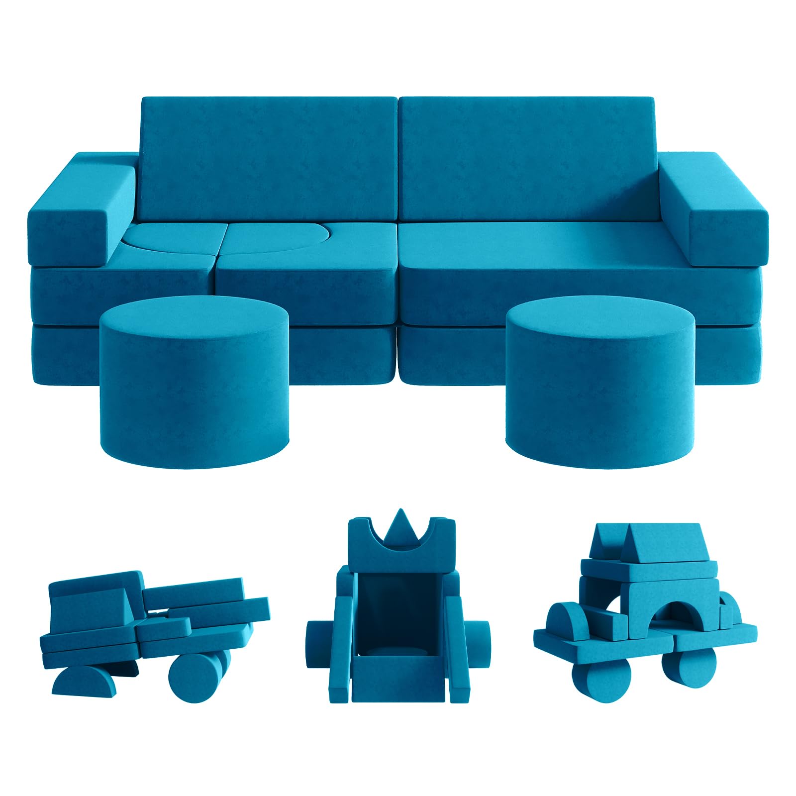 DEYGIA 13PCS Modular Kids Sofa - Foldable Toddler Play Couch for Boys & Girls, Soft Playroom & Bedroom Furniture for Kids - Perfect for Playtime, Naps & Movie Nights