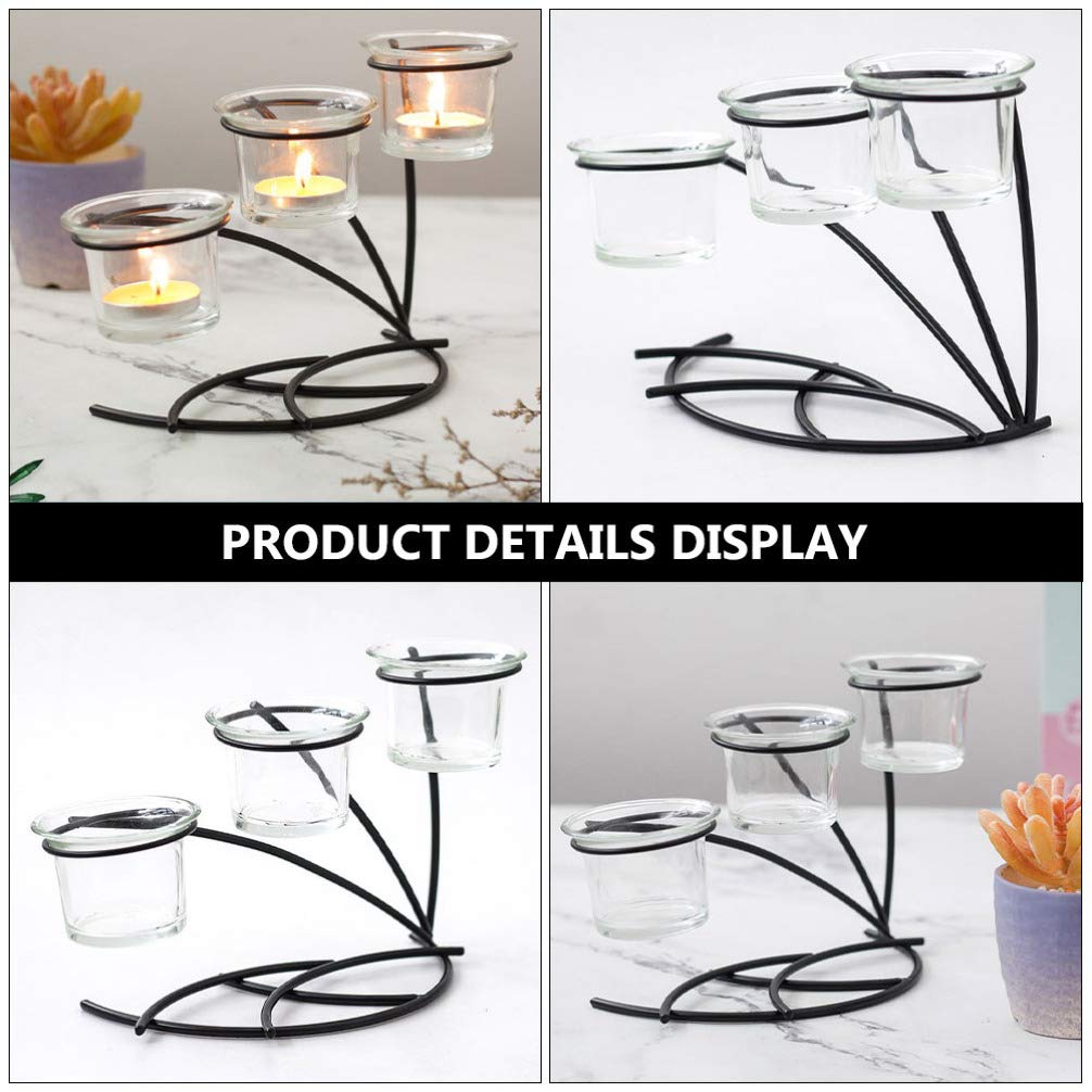 Elegant Hemoton Metal Candle Holder - Modern Tea Light & Pillar Candle Stand with Glass Fragrance Cup - Perfect for Spring Festival Decor, Home Decor, Wedding Centerpieces & Romantic Dinner Ambiance