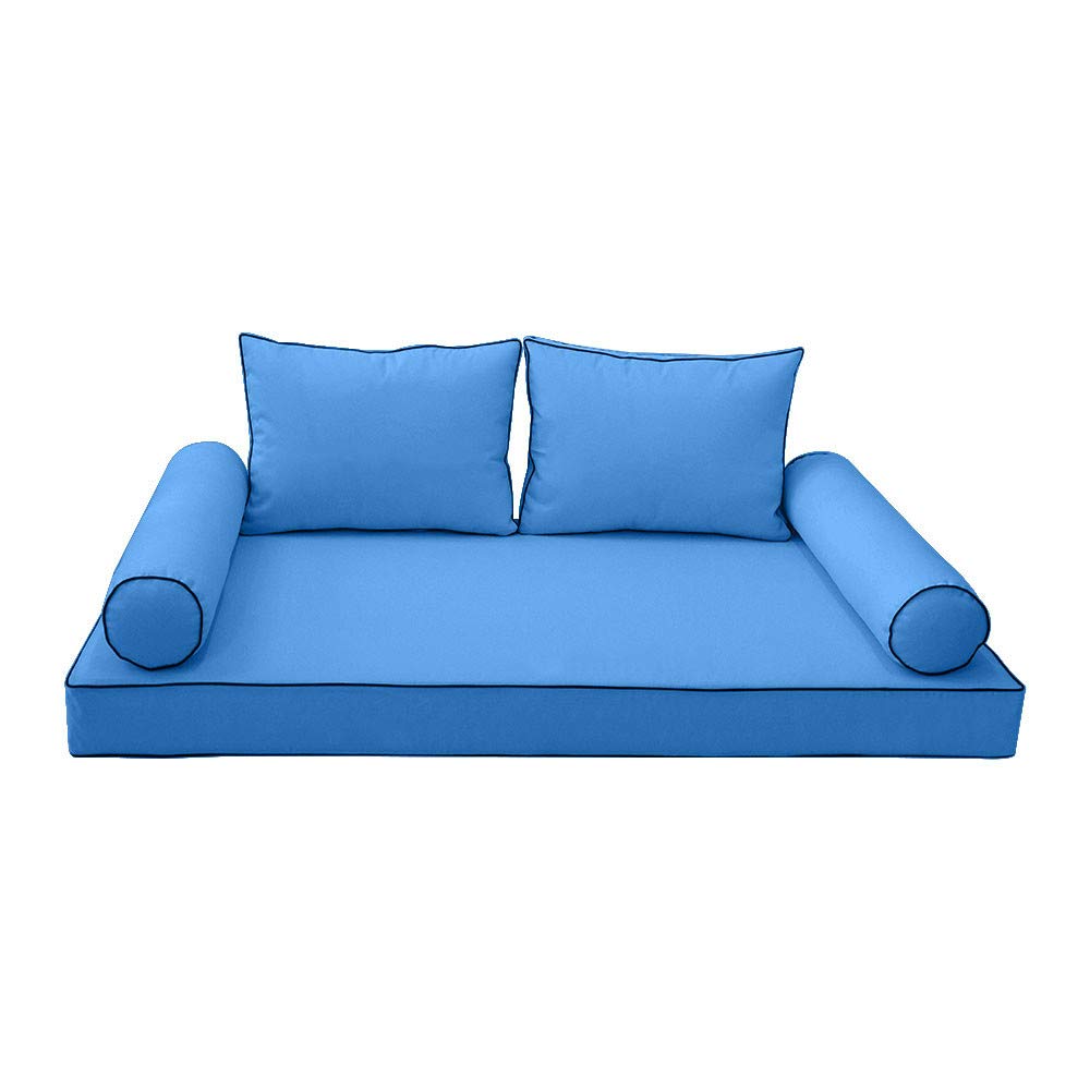 **Prolinemax Outdoor Style 1 Twin-XL Daybed Mattress Cover with Contrast Trim - Fitted Bolster Pillow Sheet AD102 - Perfect for Patio, Sunroom & Guest Room Decor**