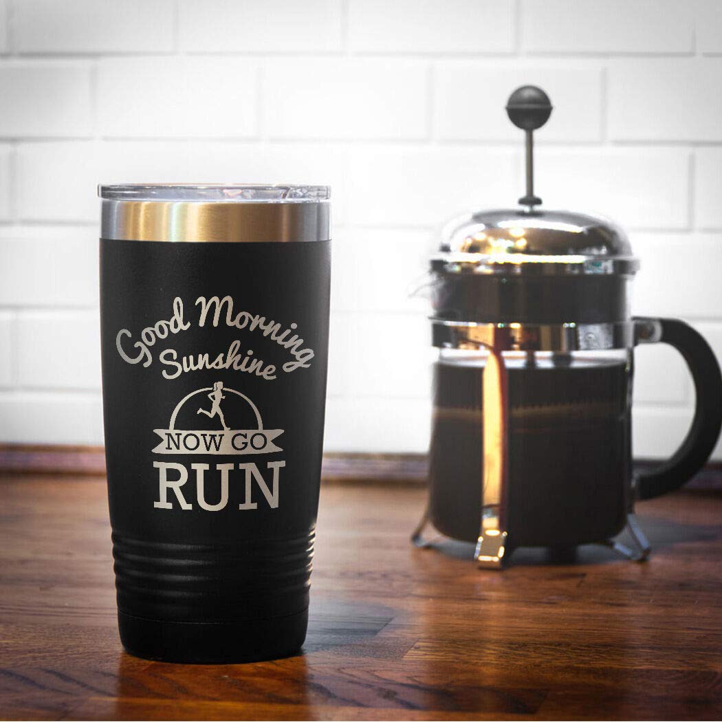 20oz Double Insulated Stainless Steel Tumbler for Running & Workouts - Leakproof Travel Mug with Lid - Perfect for Morning Jogging, Gym & Outdoor Activities - Black