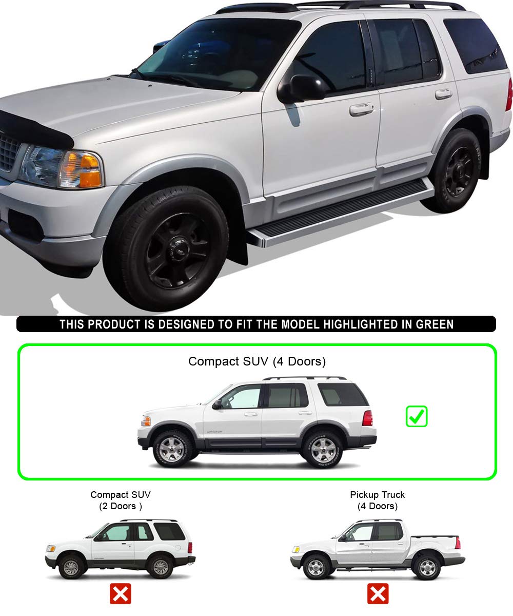 APS Running Boards & Nerf Bars for 2002-2005 Ford Explorer & Mercury Mountaineer 4-Door (Excludes Sport Model) - Durable Side Steps for Easy Entry/Exit & Off-Road Protection