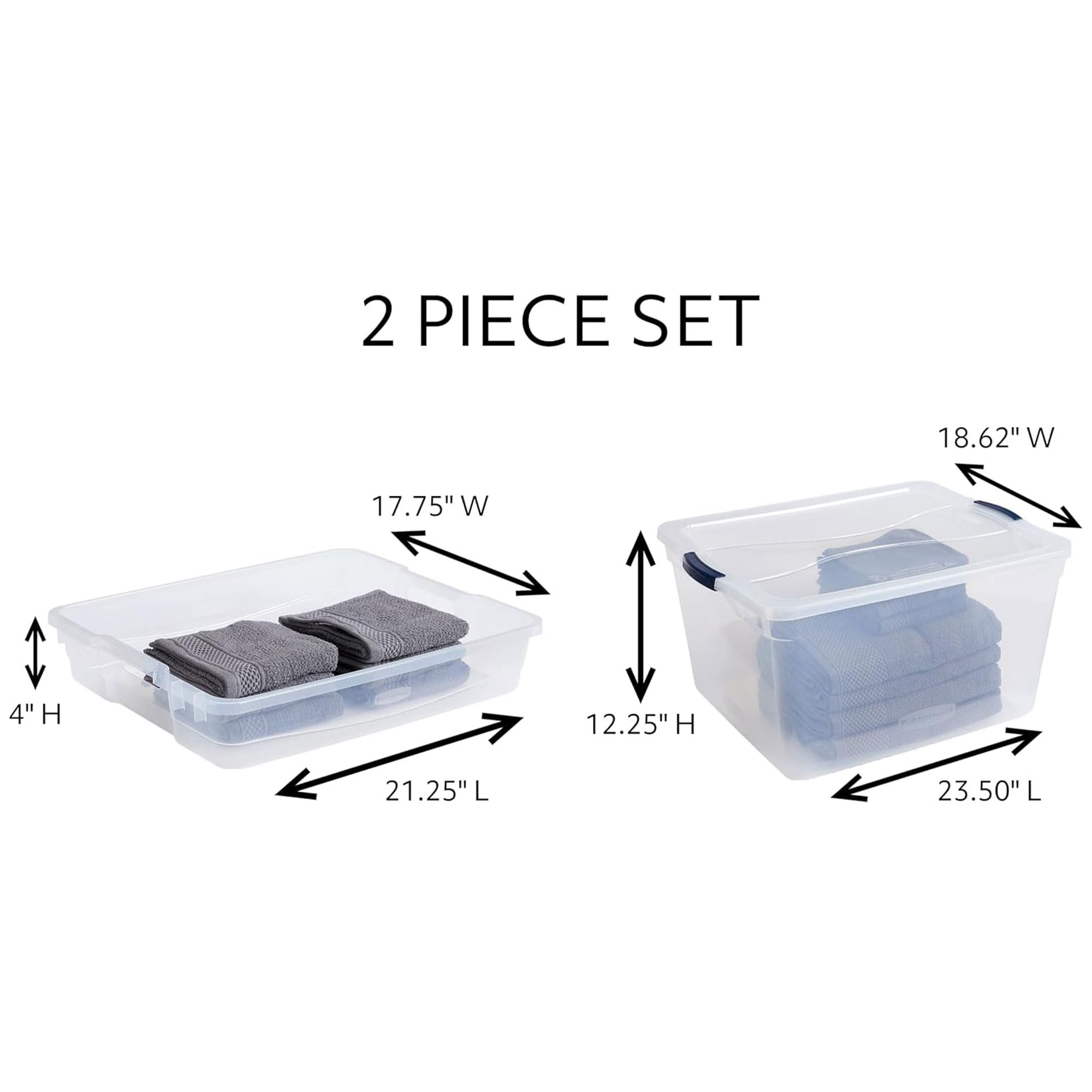 Rubbermaid Cleverstore 74 Qt Clear Plastic Storage Bins with Secure Latching Lids & Nesting Trays - 4-Pack Stackable Organizer Containers, BPA-Free, Made in USA - Perfect for Home, Office, Garage & Closet Organization