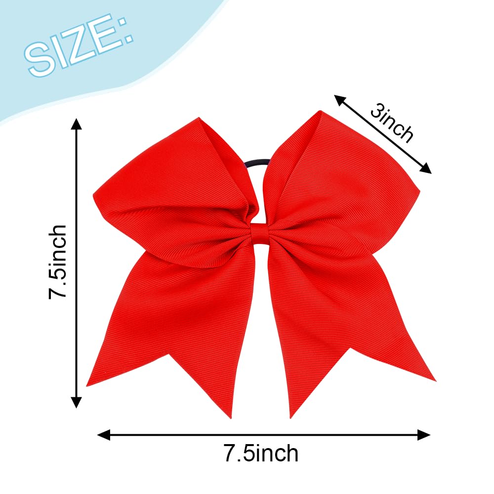 Red Cheer Large 8 Inch Hair Bows for Girls - Cheerleading Accessories, Softball Hair Ties, Ponytail Holders & Scrunchies with Bows (2 Pack) - Perfect for Cheer Competitions, School Sports & Dance Performances
