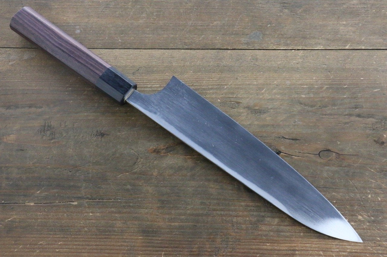 Premium Seisuke Blue Steel No.2 Hammered Kurouchi Gyuto Japanese Chef Knife 210mm with Shitan Handle - Perfect for Sushi, Meat Cutting & Professional Kitchen Use