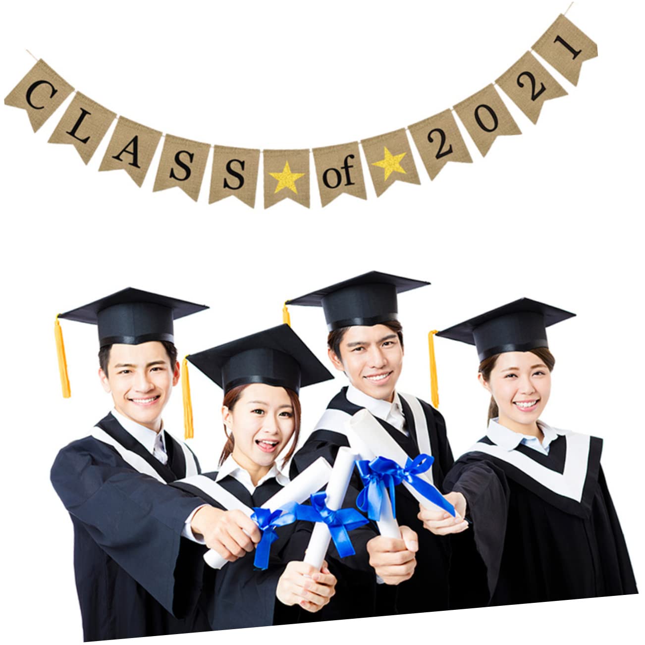 HOOTNEE Graduation Banner 2021 - Class of 21 Bunting Party Decorations, Wall Hanging Flag for Graduation Ceremony, Party & School Events - Perfect for Classroom, Home & Outdoor Celebrations