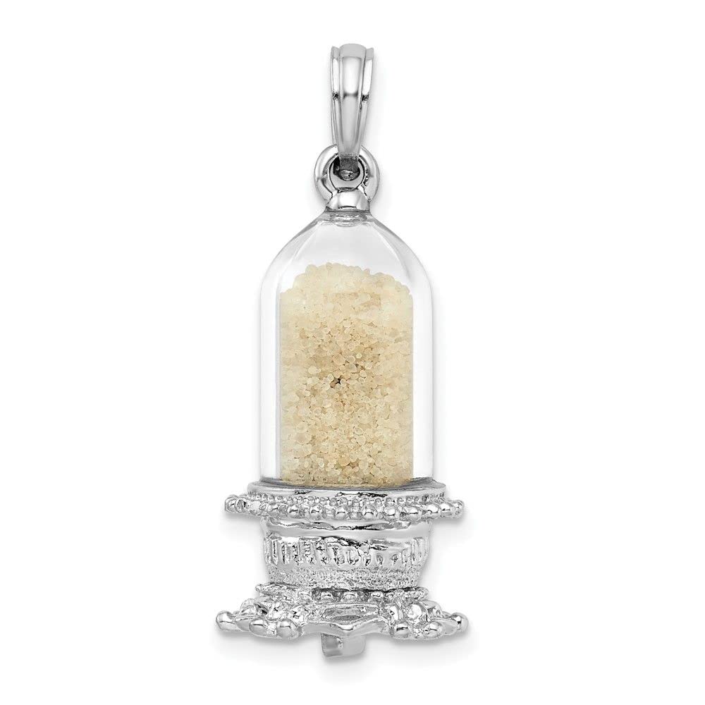 3D Glass Dome Sand Pendant Necklace - Sterling Silver Polished Jewelry for Women - Perfect for Beach Vacations, Boho Fashion & Everyday Wear