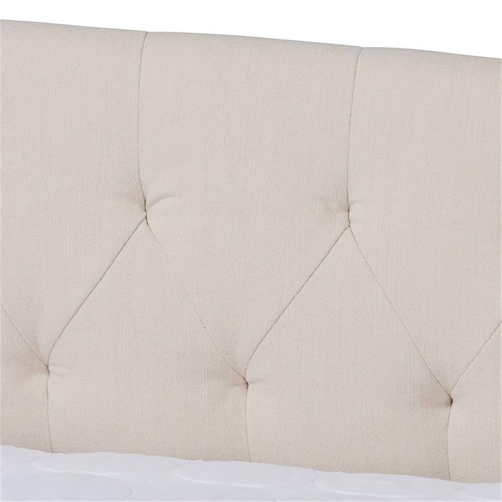 BOWERY HILL Modern Fabric Upholstered Queen Size Daybed in Beige - Stylish Sofa Bed for Small Spaces, Guest Room & Home Office - Perfect for Lounging, Napping & Extra Sleeping Space