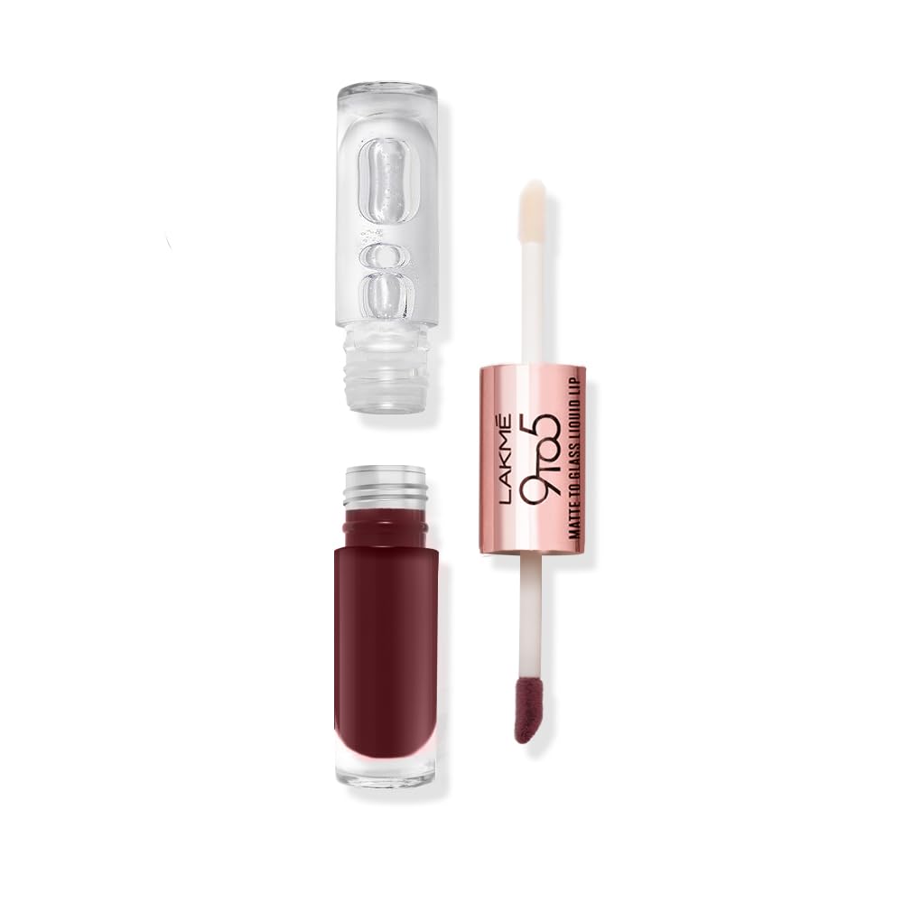 LAKMÉ 9 To 5 Matte To Glass Liquid Lipstick - Long Lasting Matte & Glossy Finish Lip Color for Day & Night Wear | Perfect for Office, Parties & Special Occasions