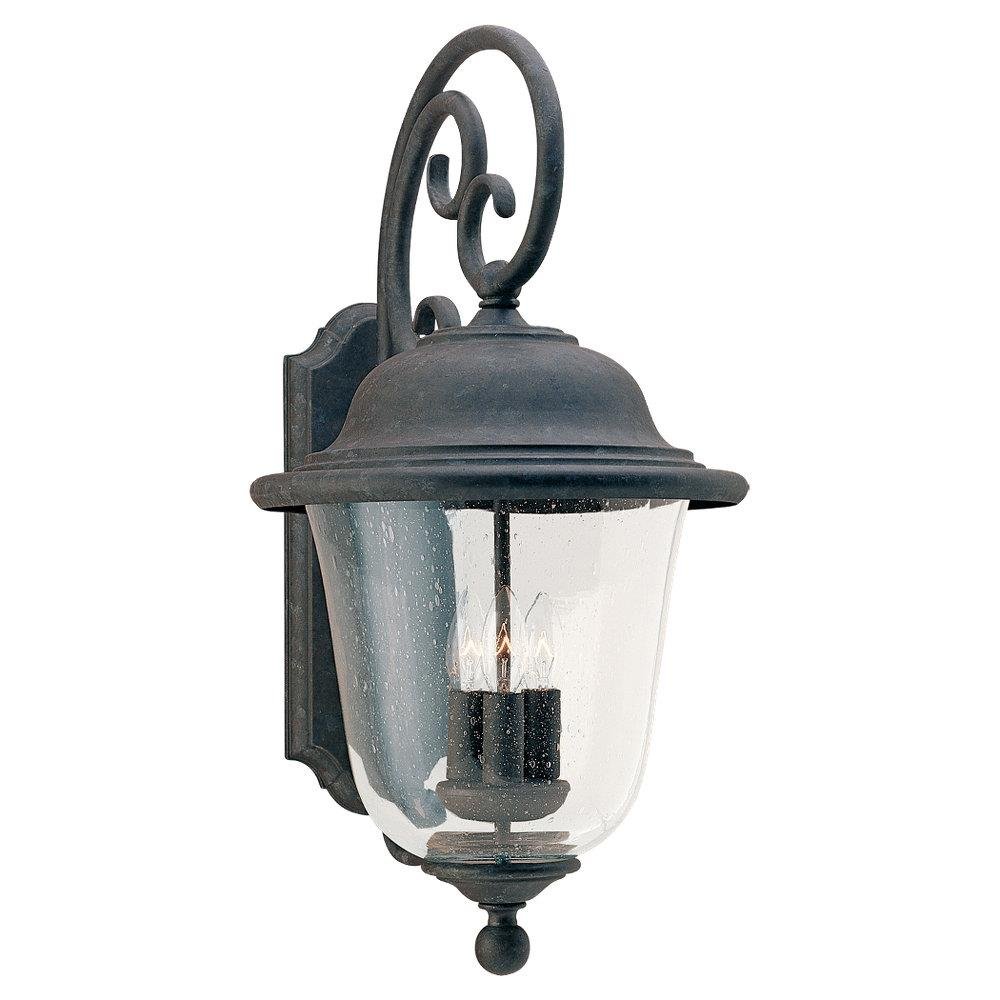 Sea Gull Lighting 8461-46 Trafalgar Outdoor Wall Lantern - 3-Light Exterior Fixture in Oxidized Bronze Finish | Perfect for Porch, Patio, and Garden Lighting