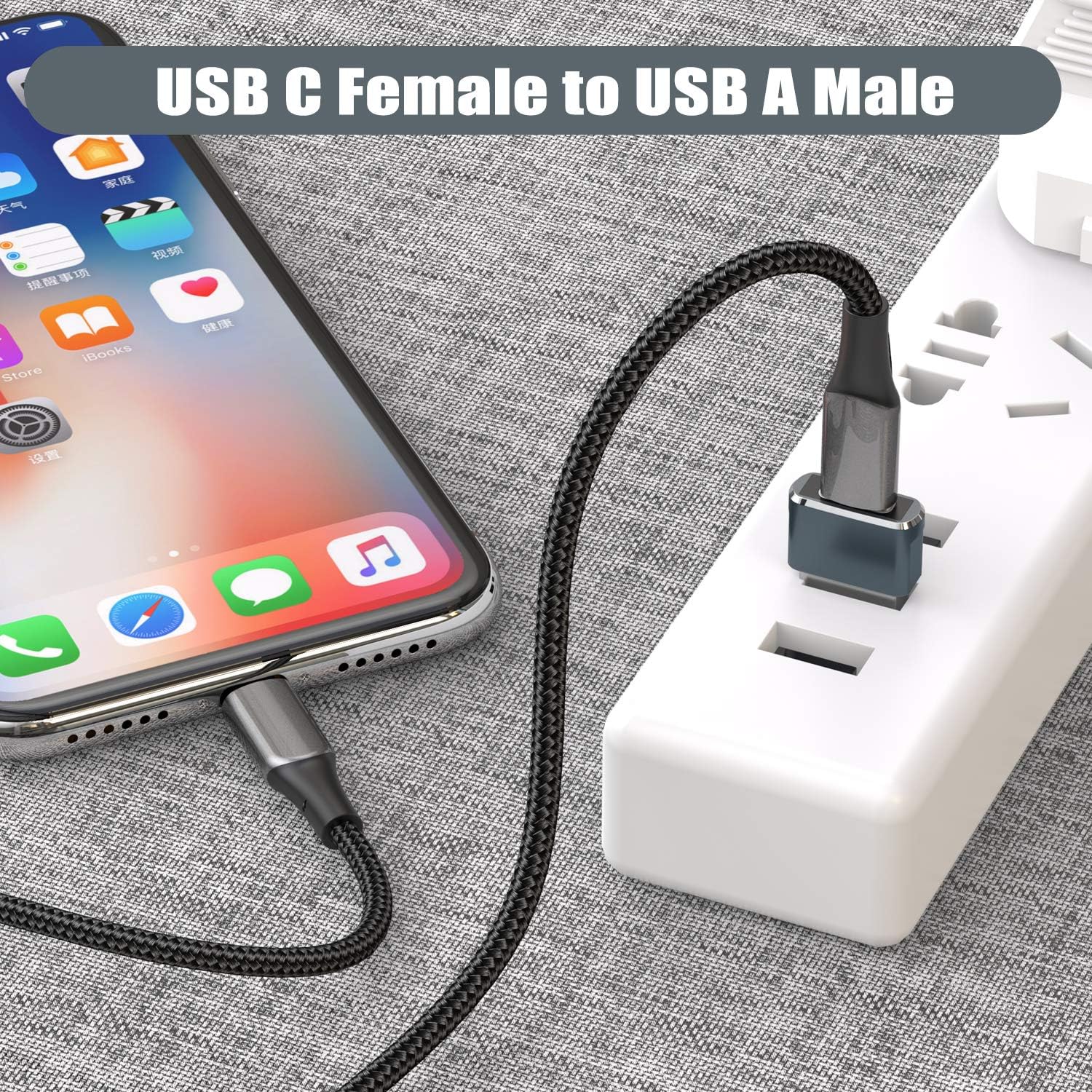 2-Pack USB-C to USB Adapter - Compatible with iPhone 16/15/14/13 Pro Max, Apple Watch Ultra/Series 7-10, AirPods, iPad & Samsung S24 - OTG Type C Converter for Car, Home & Travel Charging