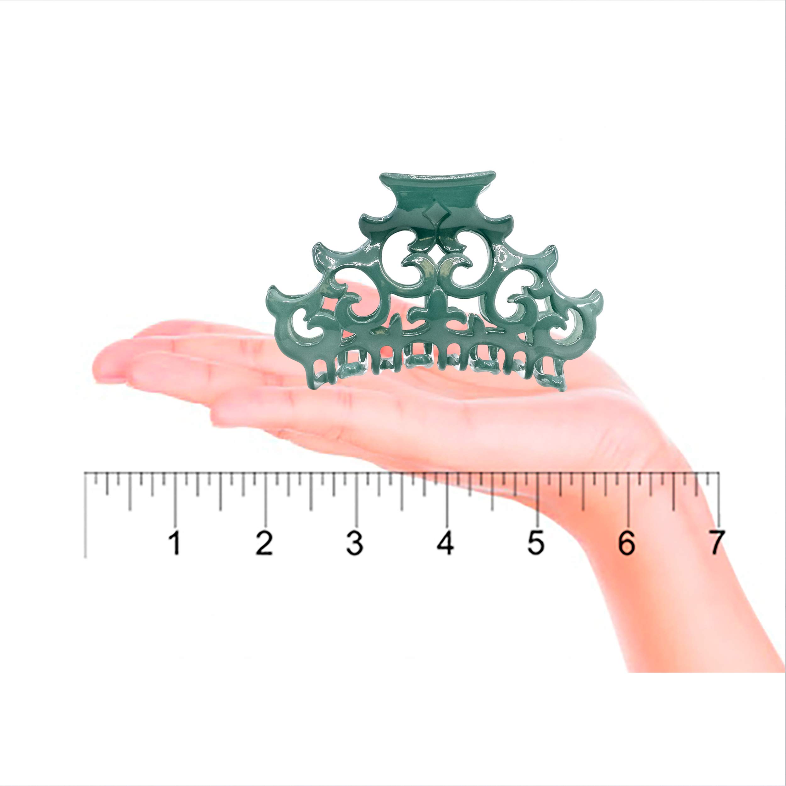 Camila Paris CP2403 French Hair Clip for Women - Large Green Antique Hair Claw Clip | Durable Fashion Hair Accessories for Women & Girls | Made in France | Perfect for Weddings, Parties & Everyday Styling