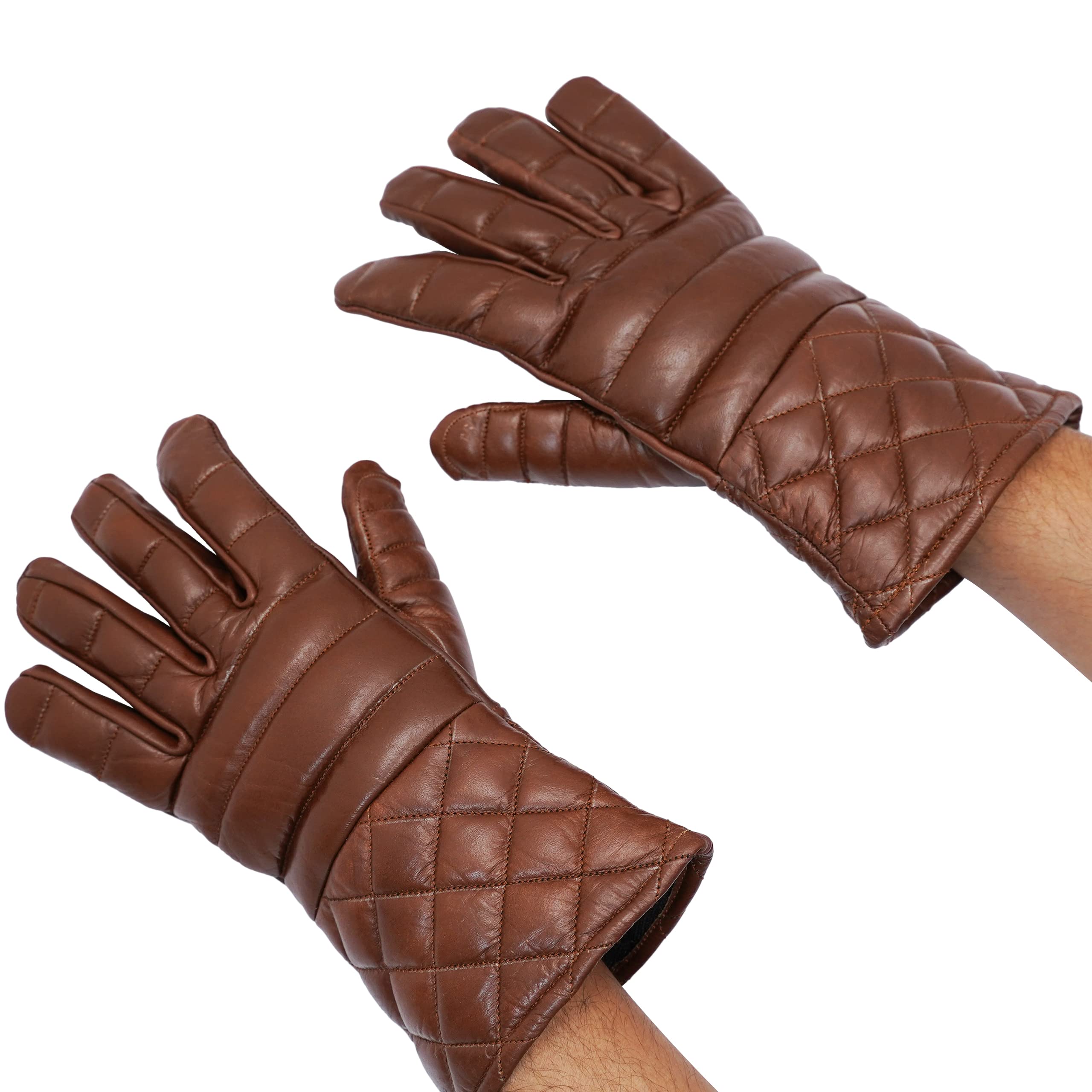 Mythrojan Swordsman Fencing Gloves - Lightly Padded Leather HEMA Gloves for Medieval & Renaissance Combat | Perfect for Historical Reenactment, LARP & Sword Fighting Practice