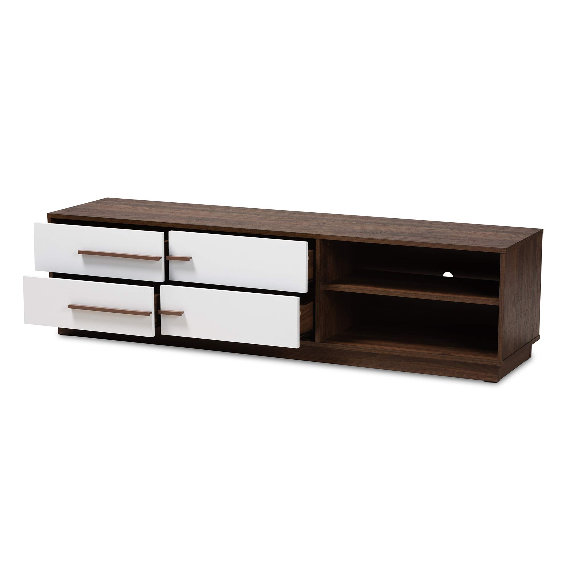 Baxton Studio Modern White TV Stand with Storage Shelf - Perfect for Living Room, Bedroom & Home Theater Entertainment Centers
