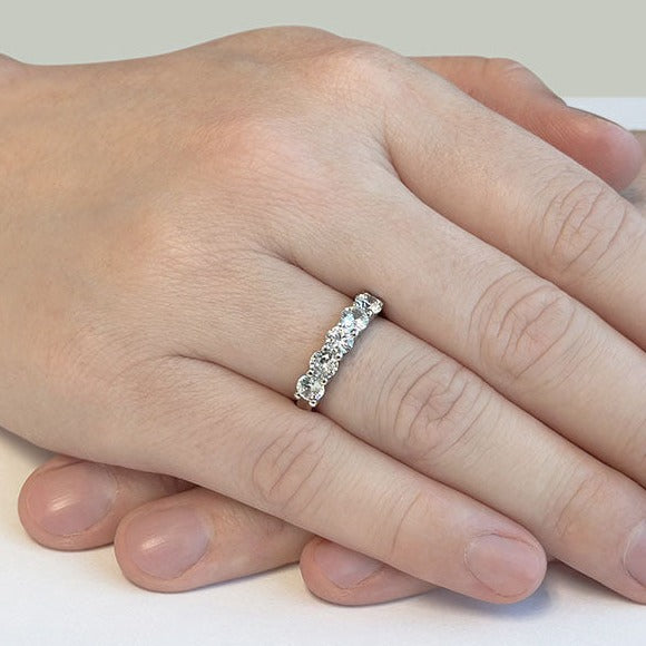 1.25 Carat Round Diamond Five Stone Wedding Band Ring for Women - Elegant Bridal Jewelry for Engagement, Anniversary & Special Occasions