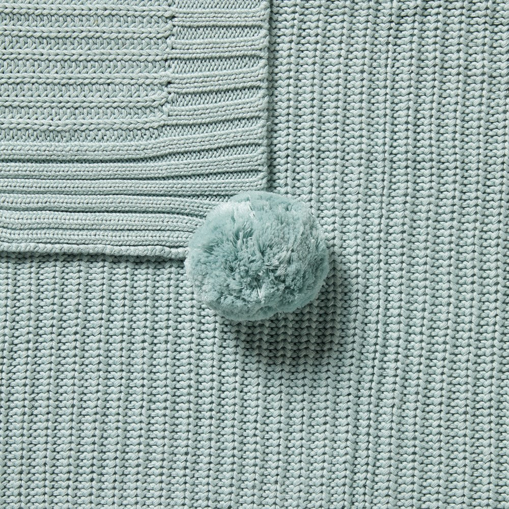 Organic Duck Egg Blue Knitted Blanket - Soft & Cozy Handmade Throw for Couch, Bed, Nursery & Gift Giving - Perfect for Winter, Baby Shower & Home Decor