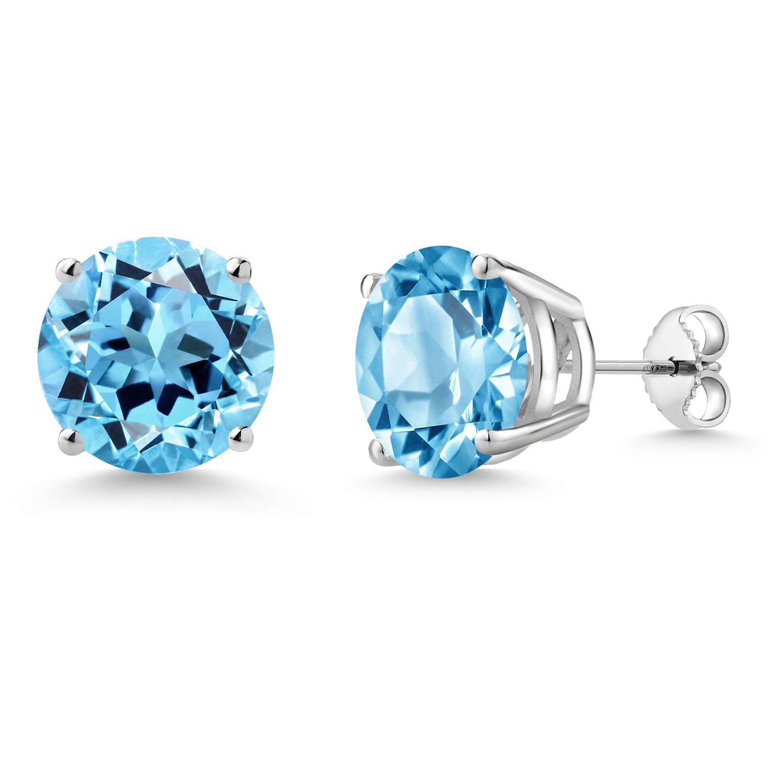 Gem Stone King 10MM Round Birthstone Stud Earrings for Women & Men - 925 Sterling Silver Fine Jewelry | Perfect Gift for Mom, Wife, Her | Birthday, Anniversary, Valentine's Day Present