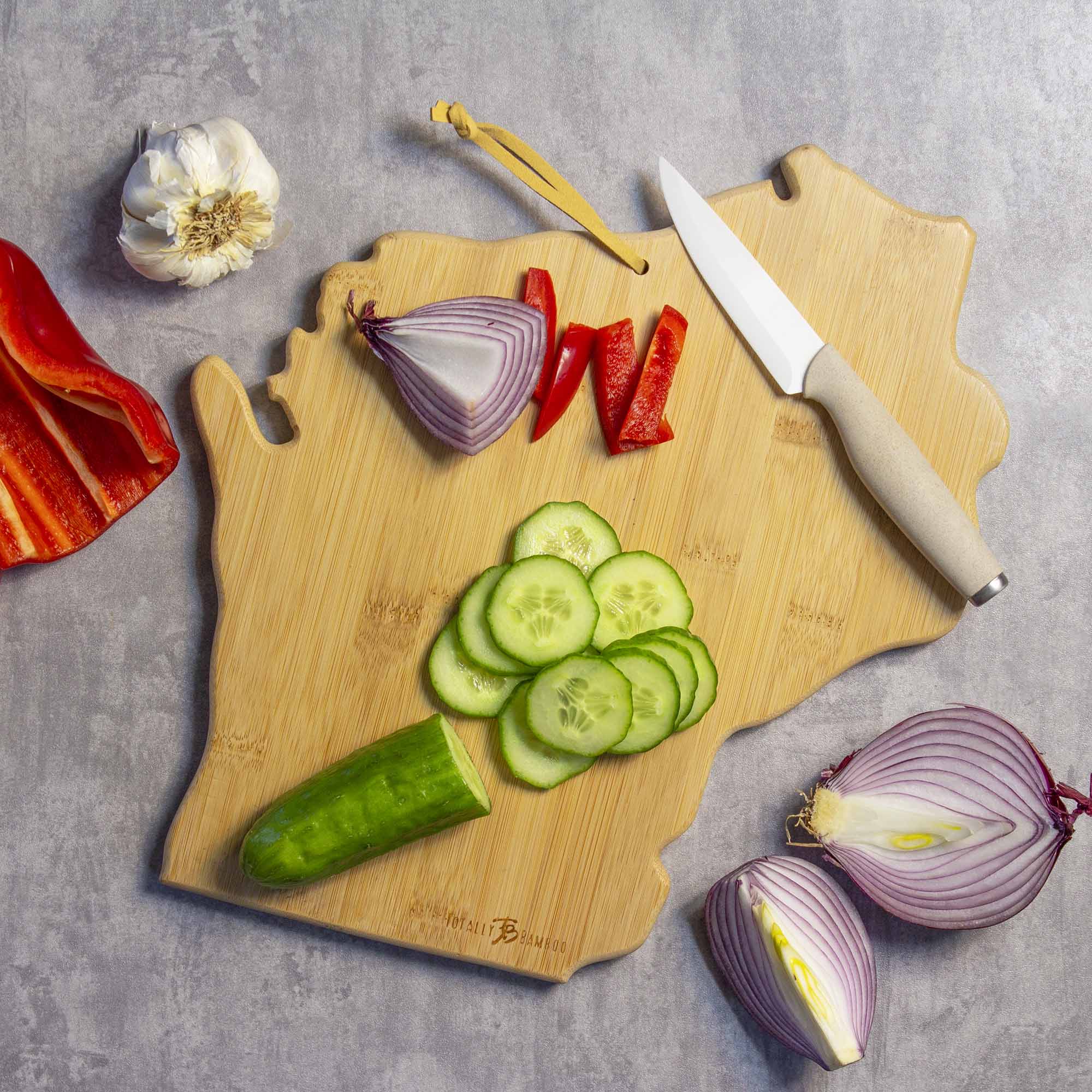 Premium Wisconsin Wood Cutting Board with Fish Kiss™ Artwork – Durable Kitchen Essential for Chopping, Serving & Decorating
