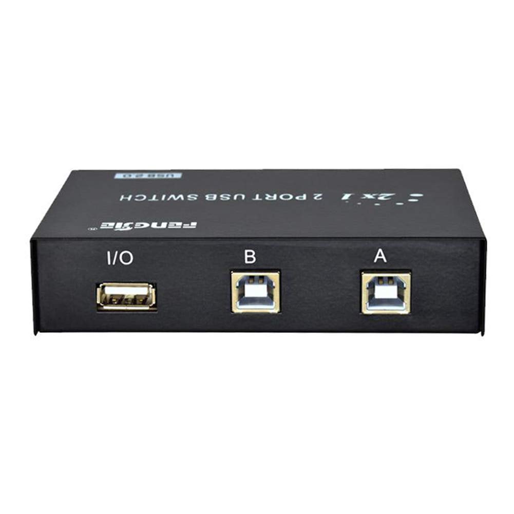 2-Port USB 2.0 KVM Switch - I43C USB Sharing Hub for Printer, Scanner, Keyboard & Mouse (2-in-1 Out) with One-Touch Button | Perfect for Home Office & Multi-Device Workstations