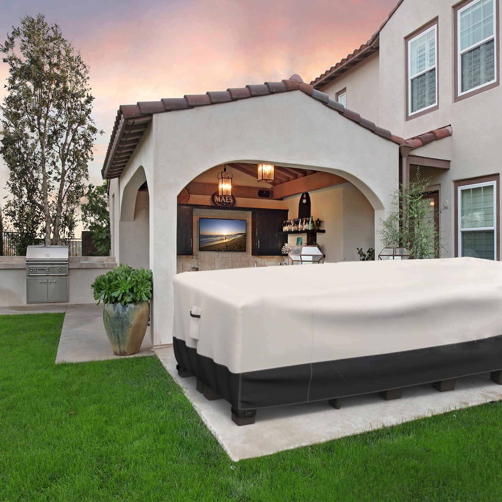 Heavy Duty 600D Waterproof Patio Furniture Covers for Outdoor Table & Chair Set - Windproof, Snowproof & Tear Resistant (90