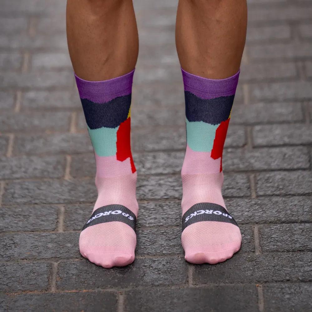 Premium Sporcks Alsace Pink Cycling Socks for Women & Men - Breathable Comfort for Road Biking & Indoor Cycling - Perfect for Training, Racing & Outdoor Sports