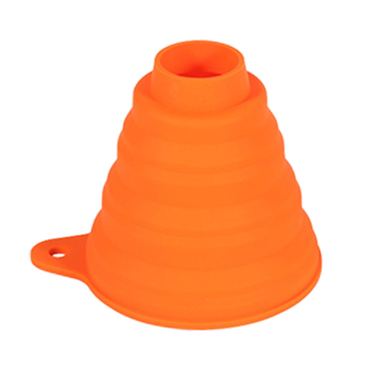 Collapsible Silicone Folding Funnel for Liquids & Powders | Large Wide Mouth Jar Funnel | Kitchen, Camping & DIY Projects (Orange)