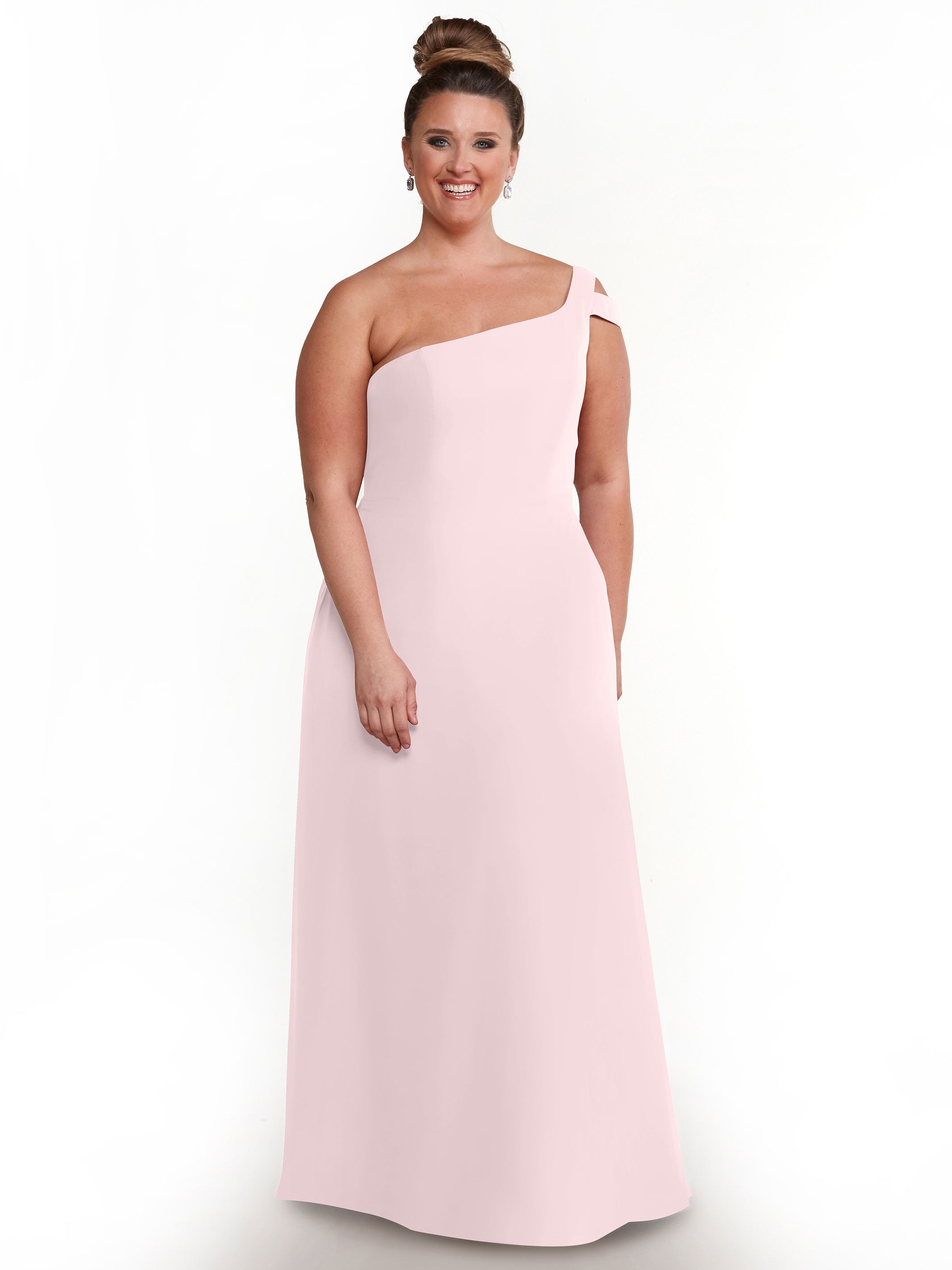 Elegant 80139 Chiffon A-Line One Shoulder Bridesmaid Dress with High Slit - Perfect for Weddings, Proms & Formal Events