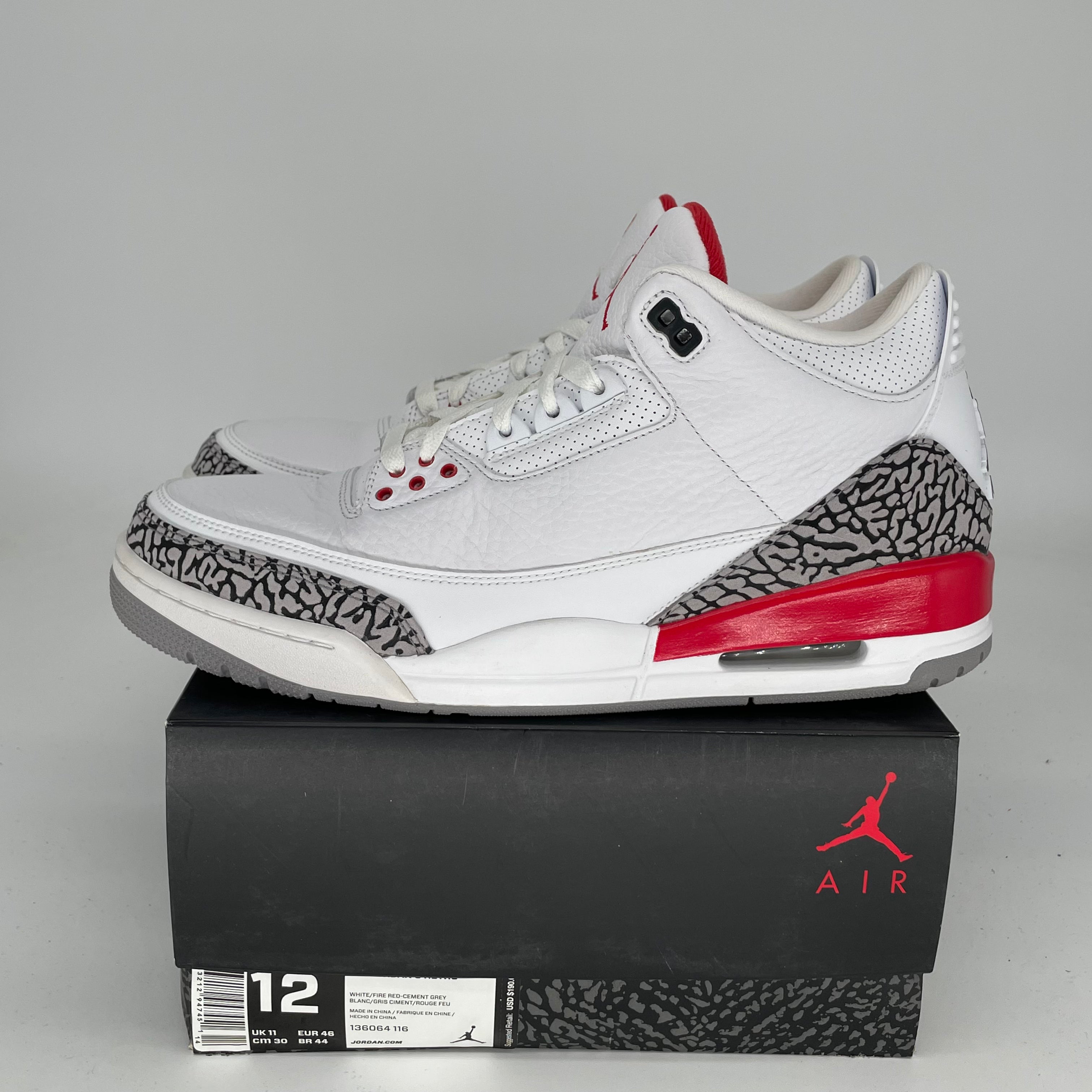 Original Air Jordan 3 Retro 'Hall of Fame' Basketball Shoes - Men's Size 12 (136064-116) - Perfect for Sneaker Collectors & Casual Wear