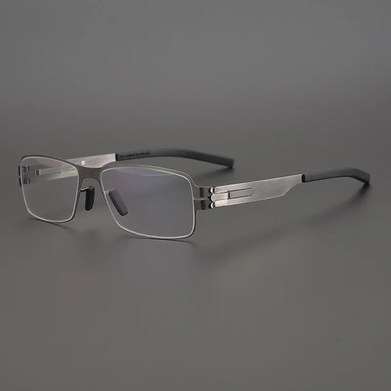 Black Unisex Full Rim Square Screwless Steel Eyeglasses Frame 4294 - Stylish & Durable for Work, Reading & Everyday Wear
