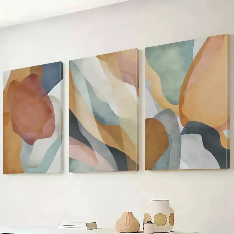 3-Piece Abstract Wall Art Set - Brown, Green & Blue Framed Canvas 50x70cm | High Quality Print | 100% Australian Made | Ready to Hang | Perfect for Living Room, Bedroom & Office Decor
