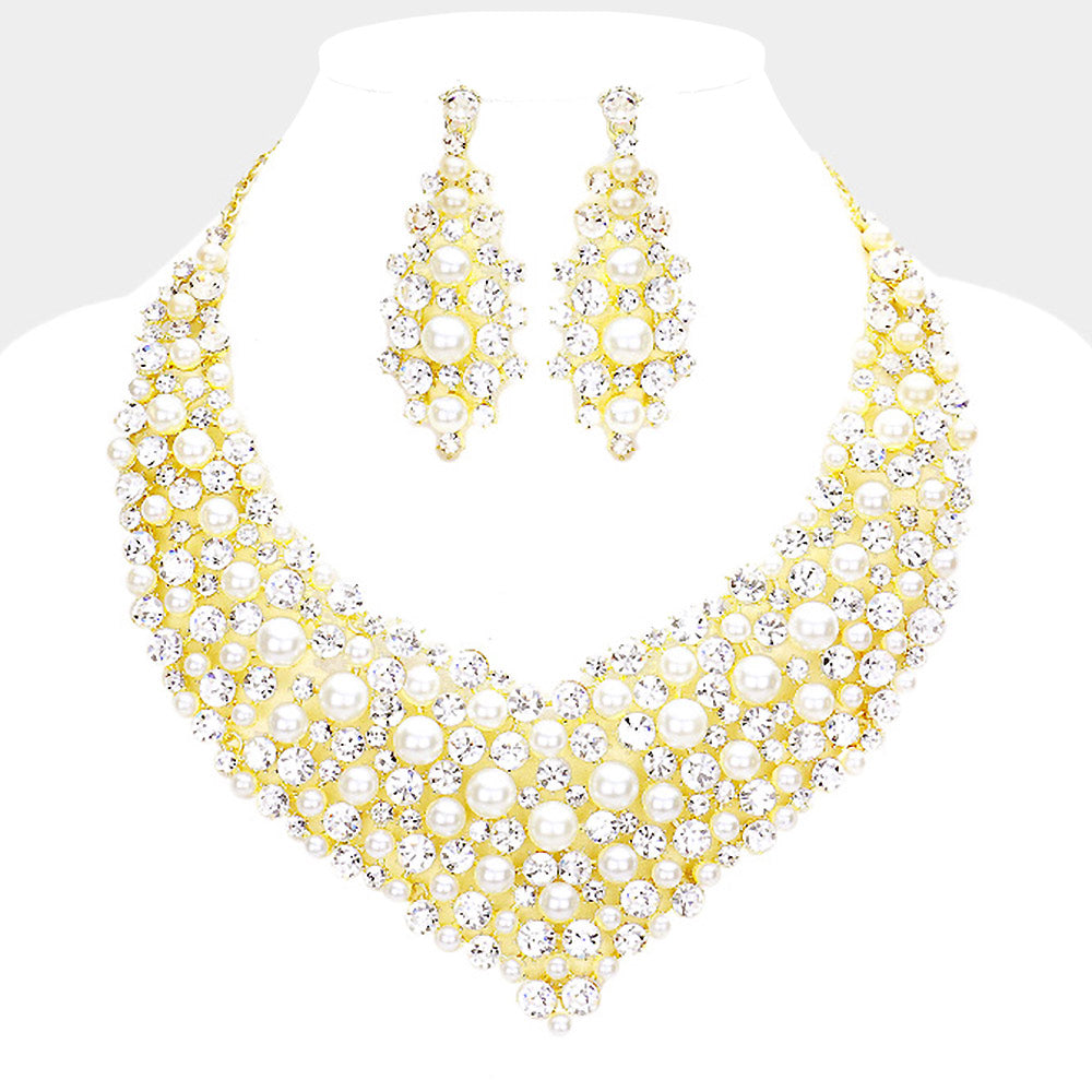 Elegant Cream Pearl Wedding Necklace in Gold - Bridal Jewelry for Weddings & Special Occasions | Perfect for Brides, Bridesmaids & Formal Events | 381230