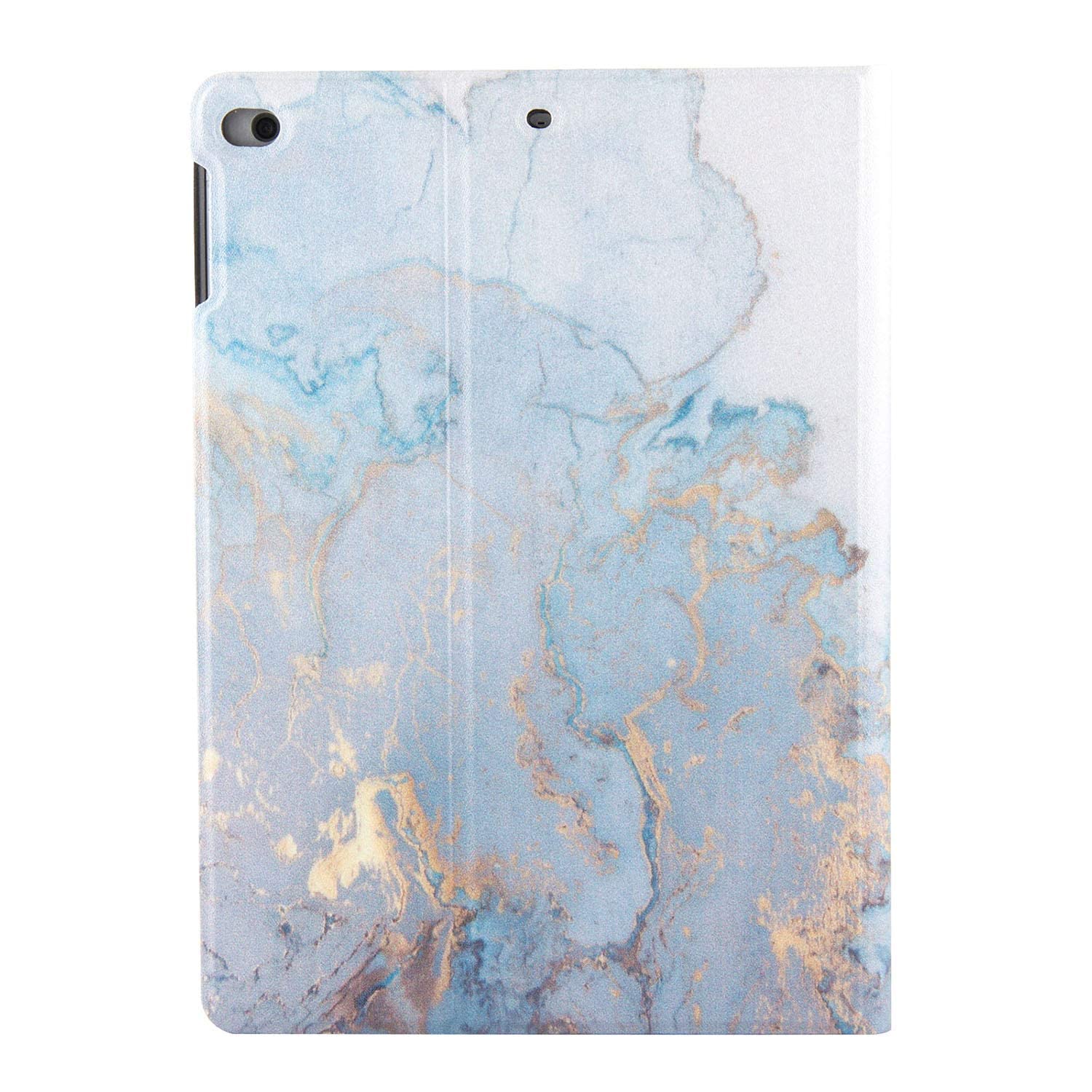 Premium Shockproof PU Leather Case for Apple iPad 9.7 (6th/5th Gen 2018/2017), iPad Air 1 & Air 2 - Smart Folio Stand Cover with Auto Wake/Sleep - Gold Marble Design - Perfect for Work, Travel & Home Use