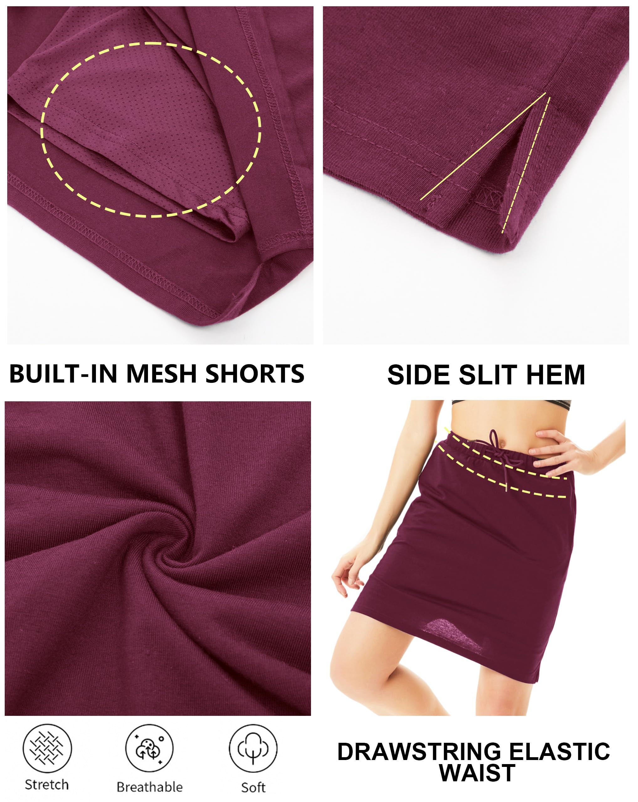 JACK SMITH Women's Athletic Skorts - Stretchy Knee-Length Skirts with Drawstring Waist & Mesh-Lined Shorts Pockets | Perfect for Tennis, Golf, Running & Casual Wear